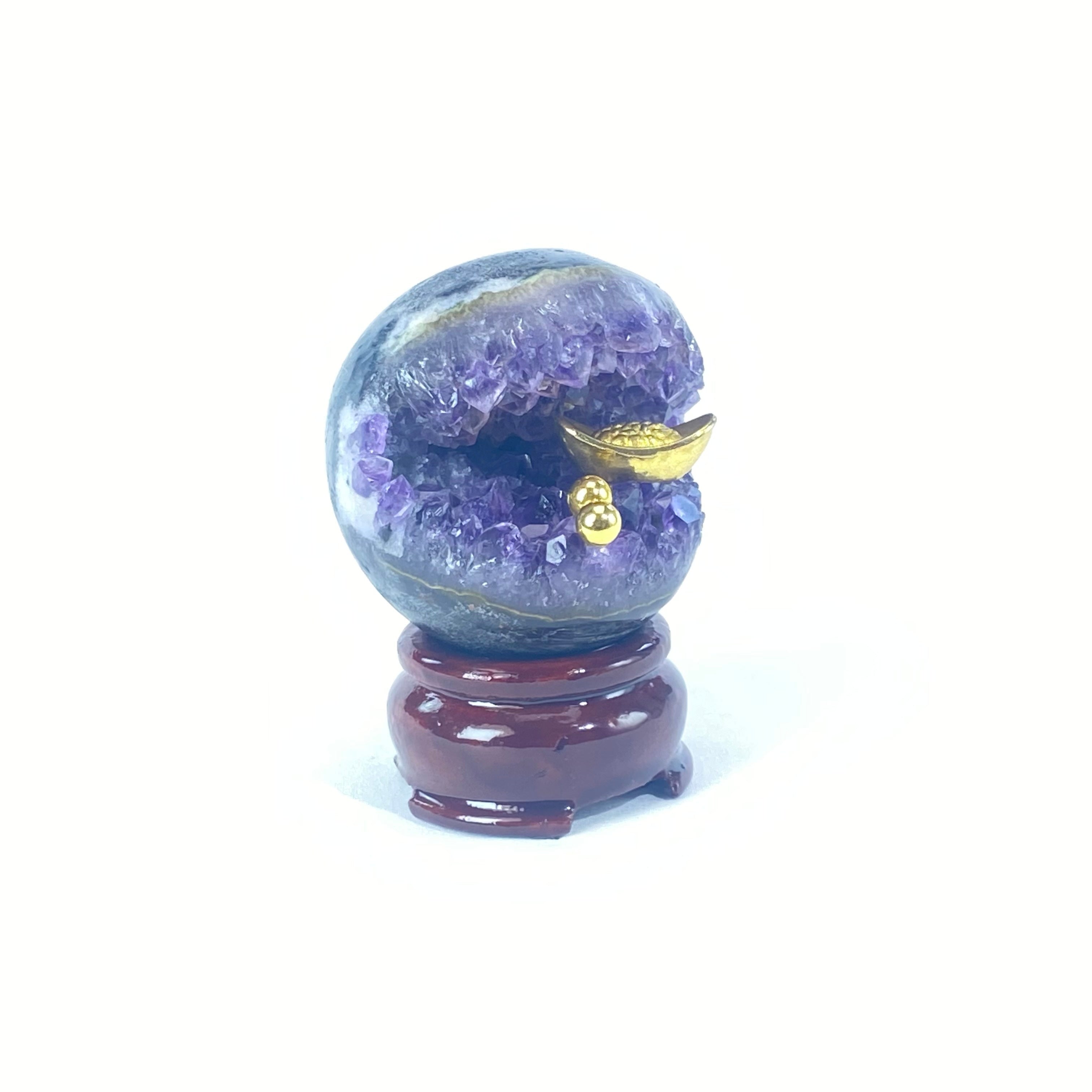 開口笑紫晶球