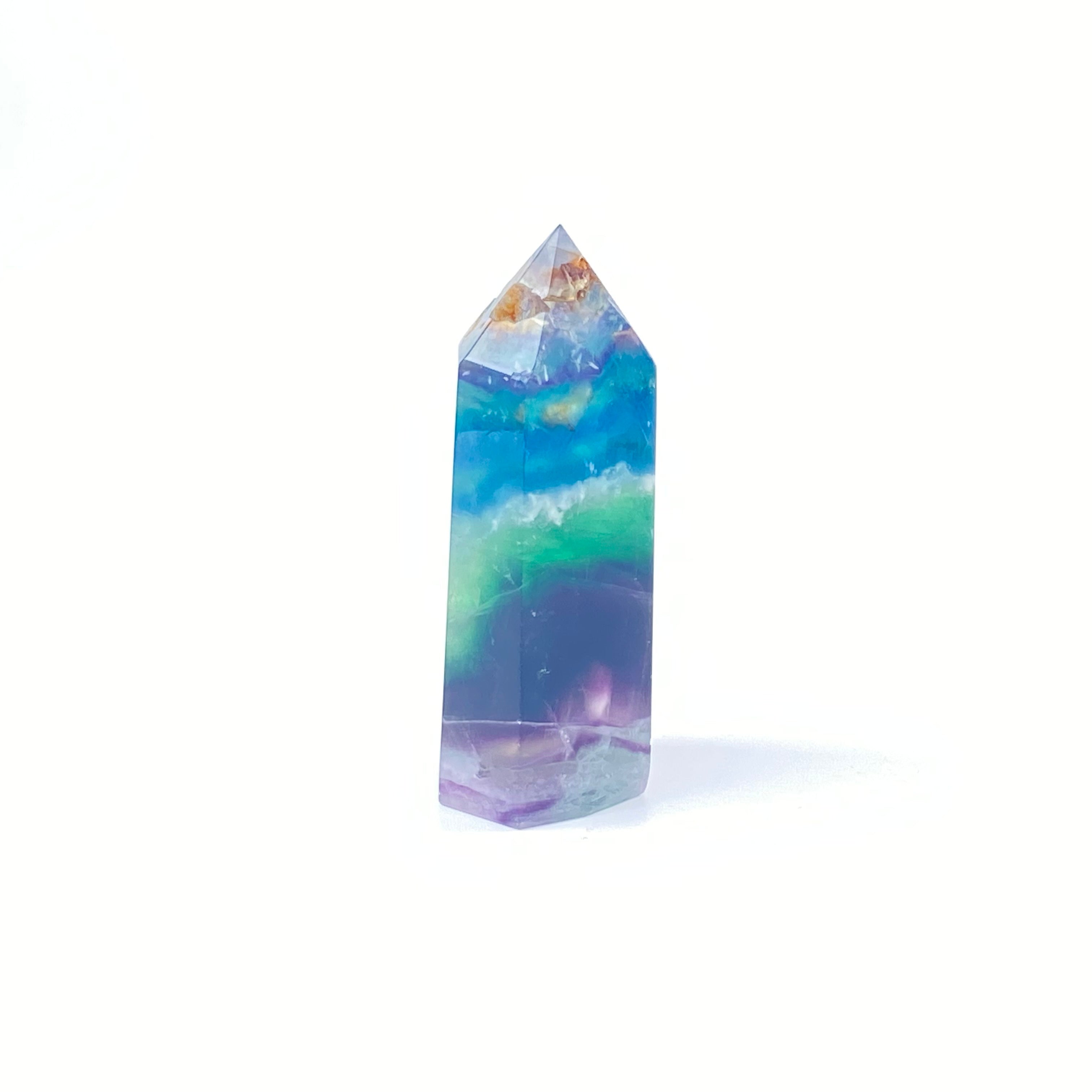 紫綠羽毛螢石柱 | 冥想淨化、靈修療癒