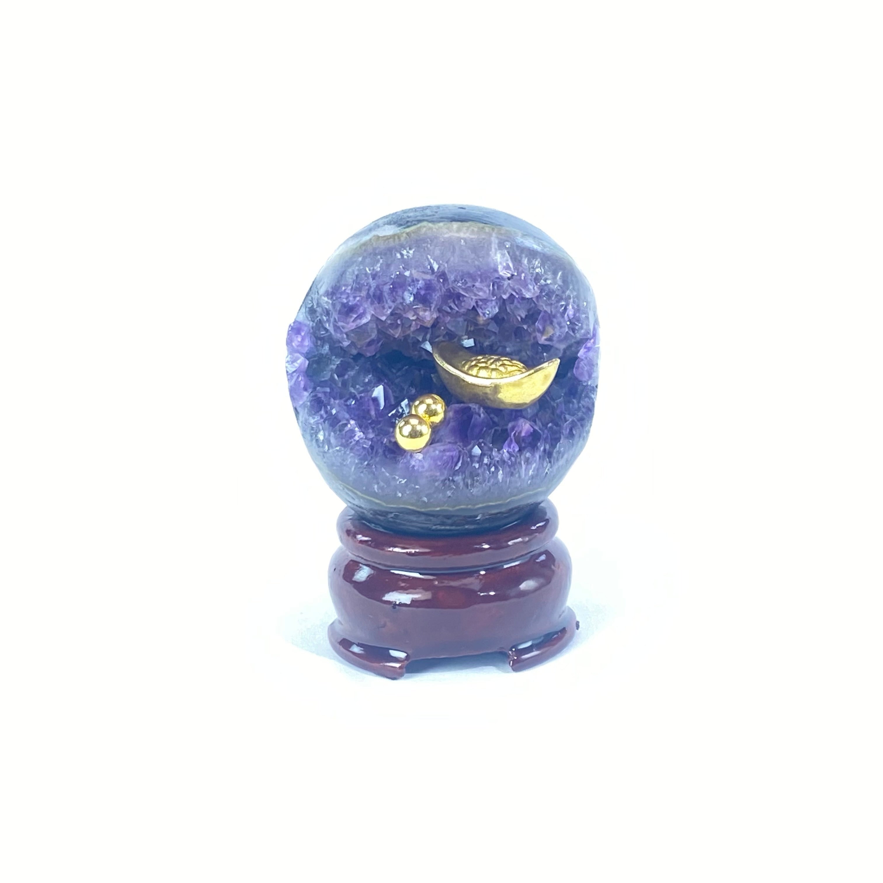 開口笑紫晶球