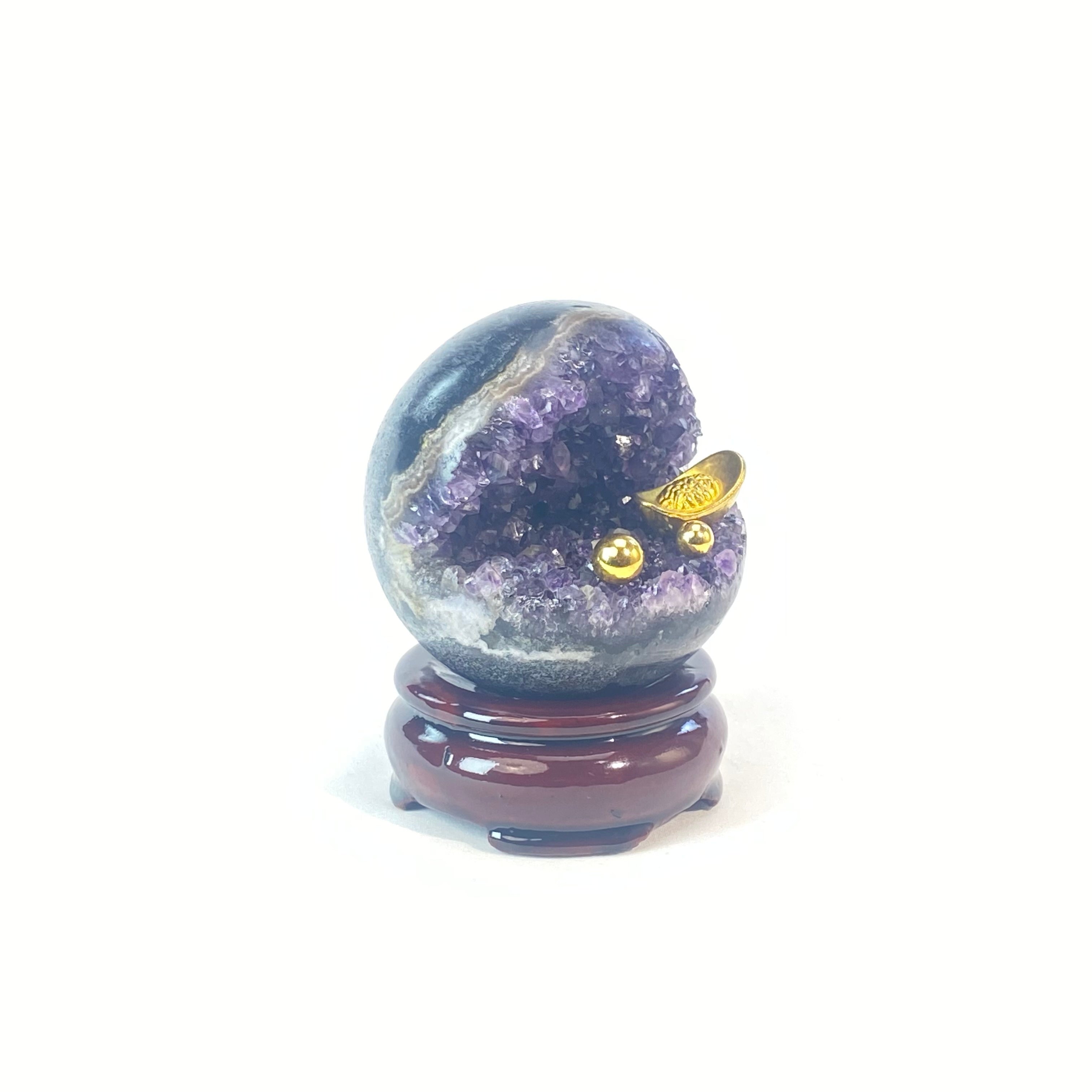 開口笑紫晶球