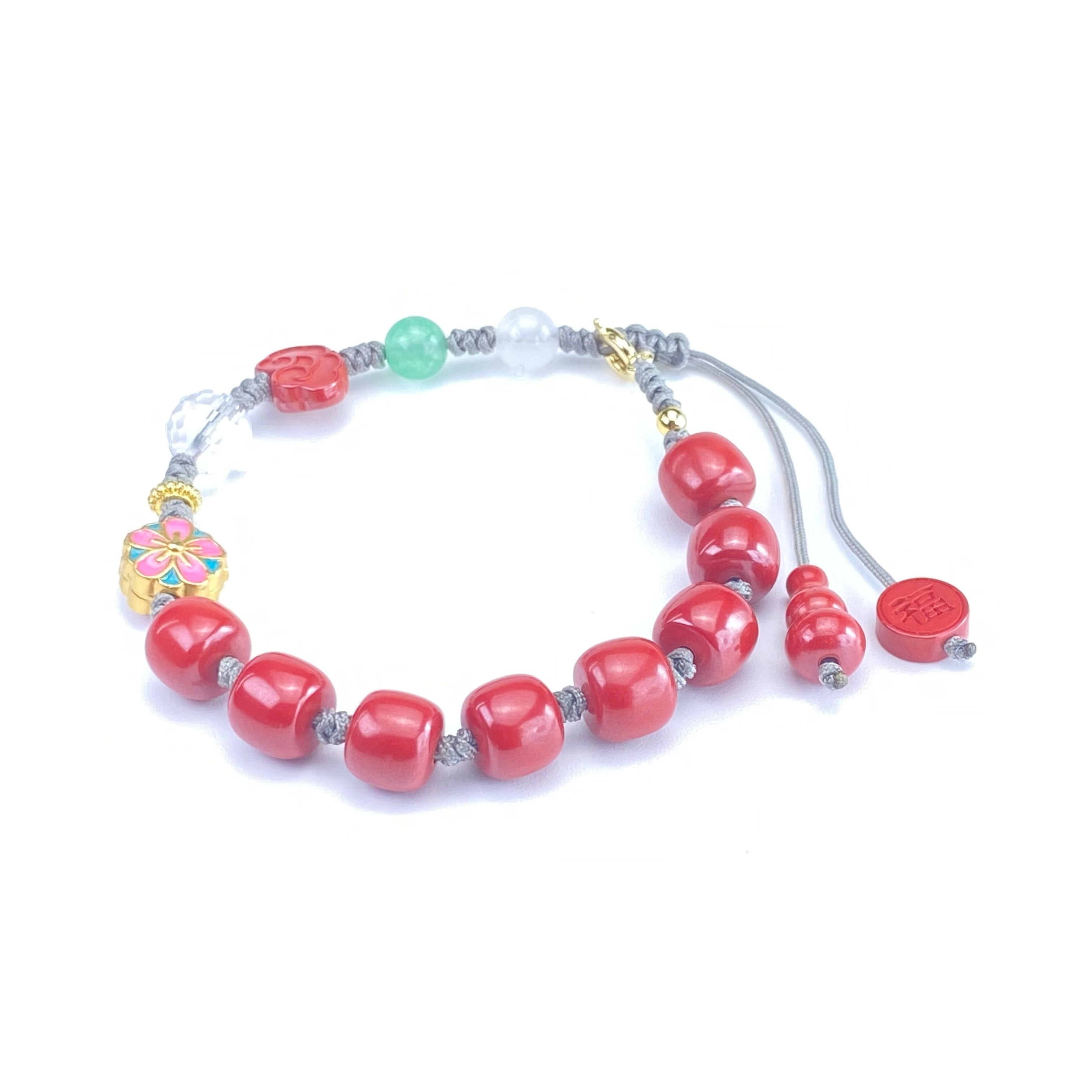 雲想衣花想容福運手繩 天然原礦朱砂帝王砂手鏈 / 8X7mm轉珠 / 90%高含量