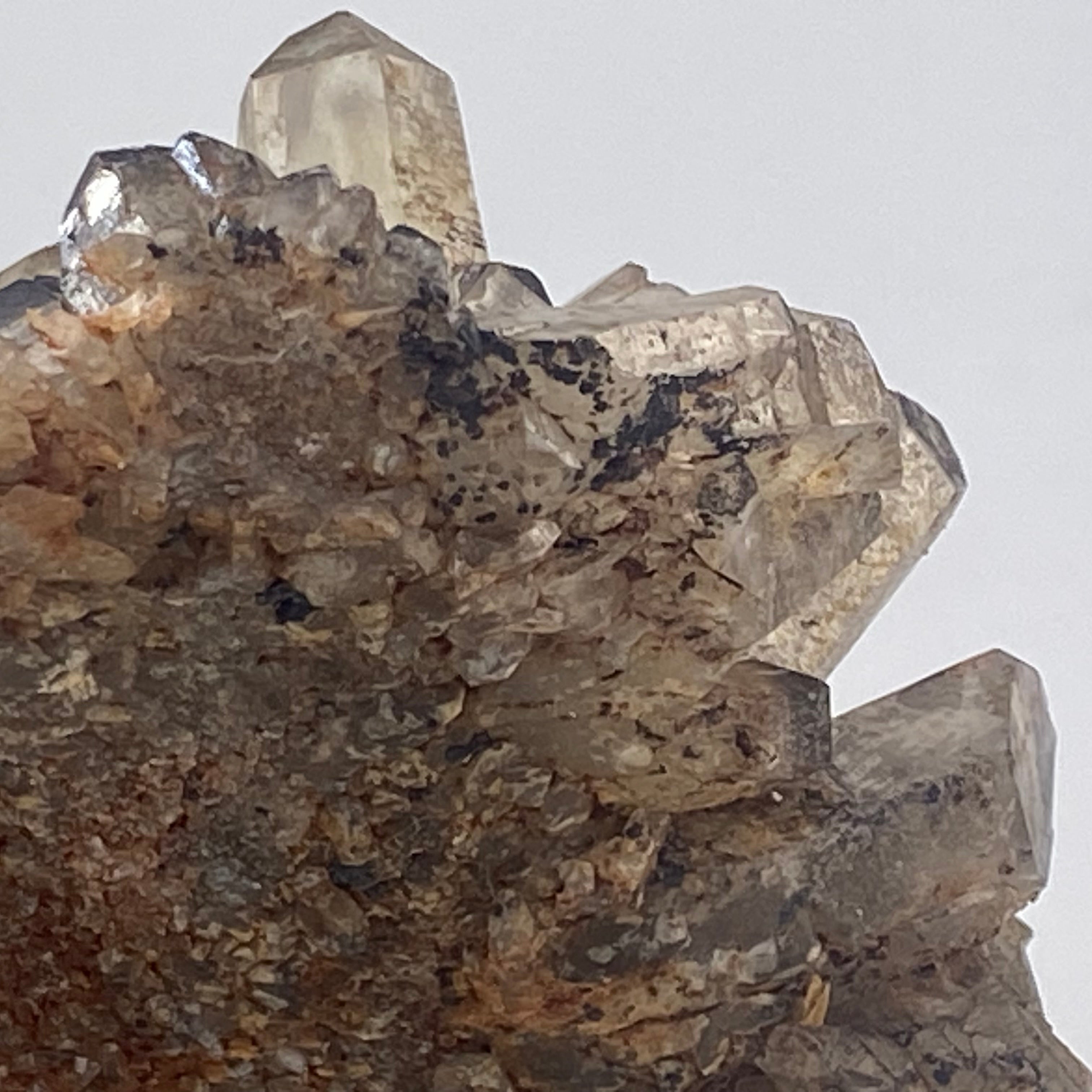 天然茶水晶原礦晶簇