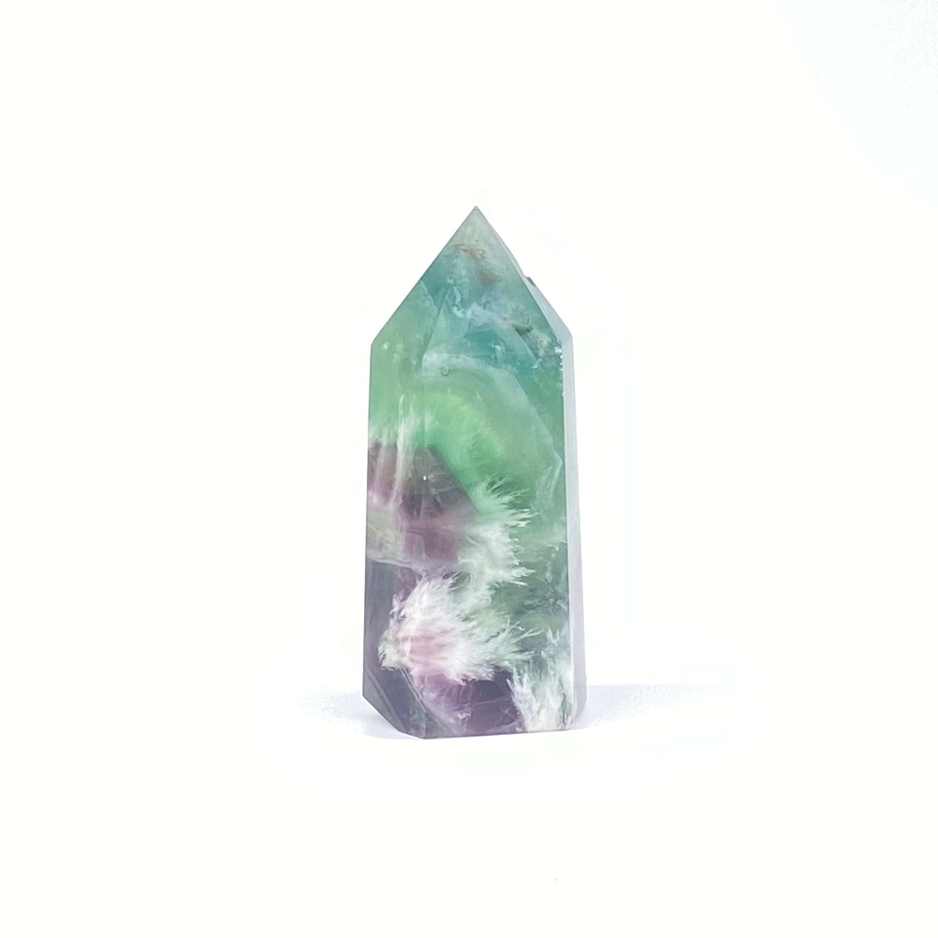 紫綠羽毛螢石柱 | 冥想淨化、靈修療癒
