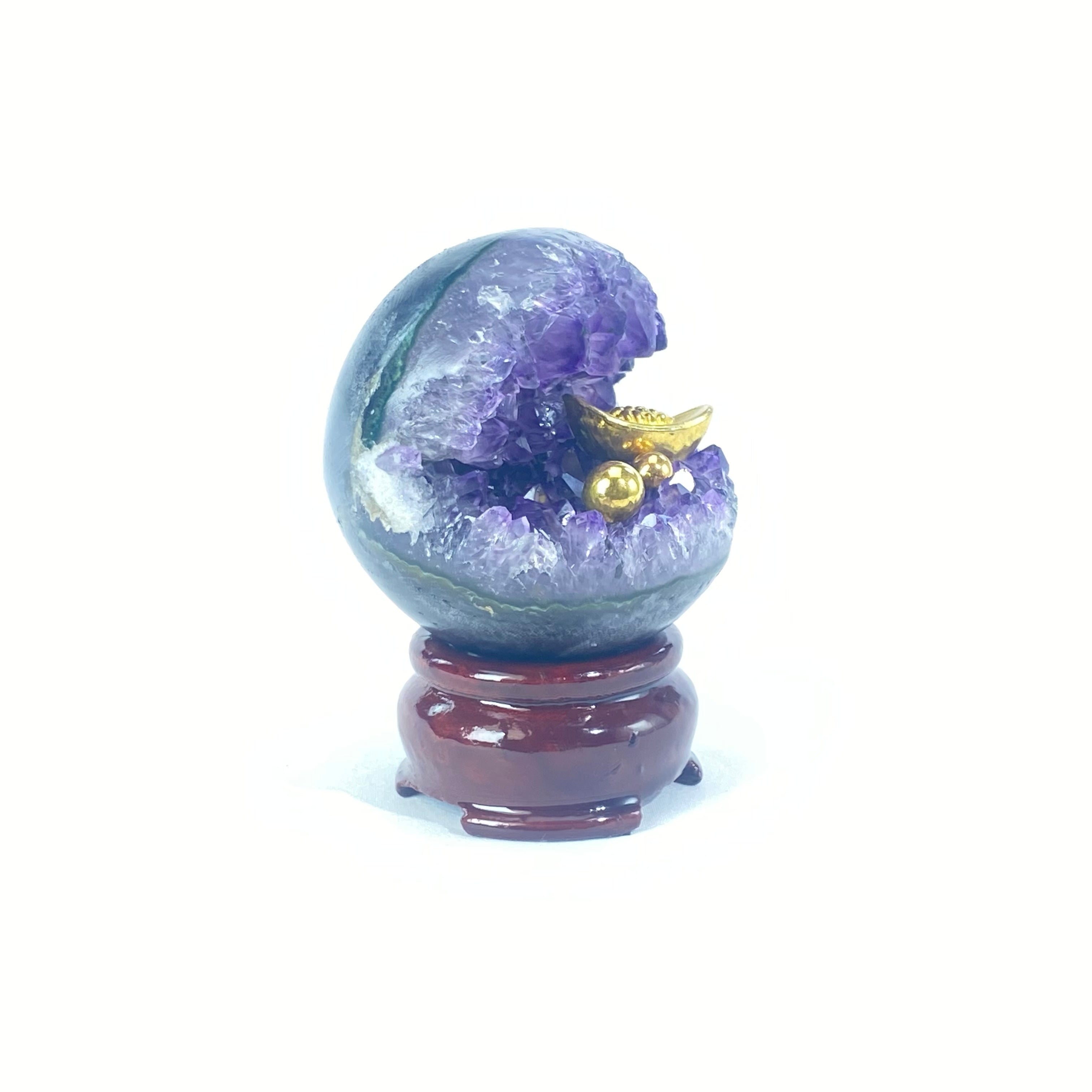 開口笑紫晶球
