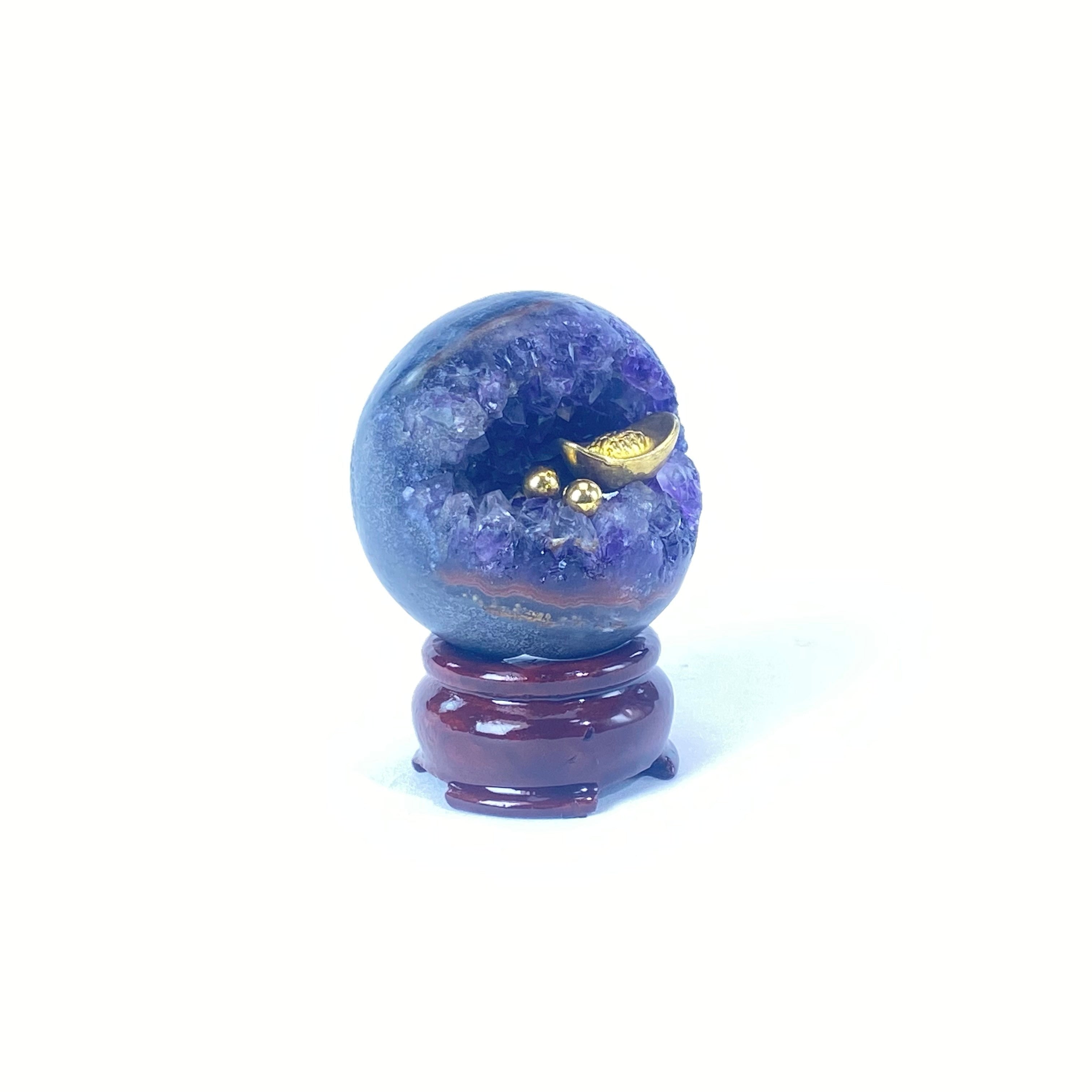 開口笑紫晶球