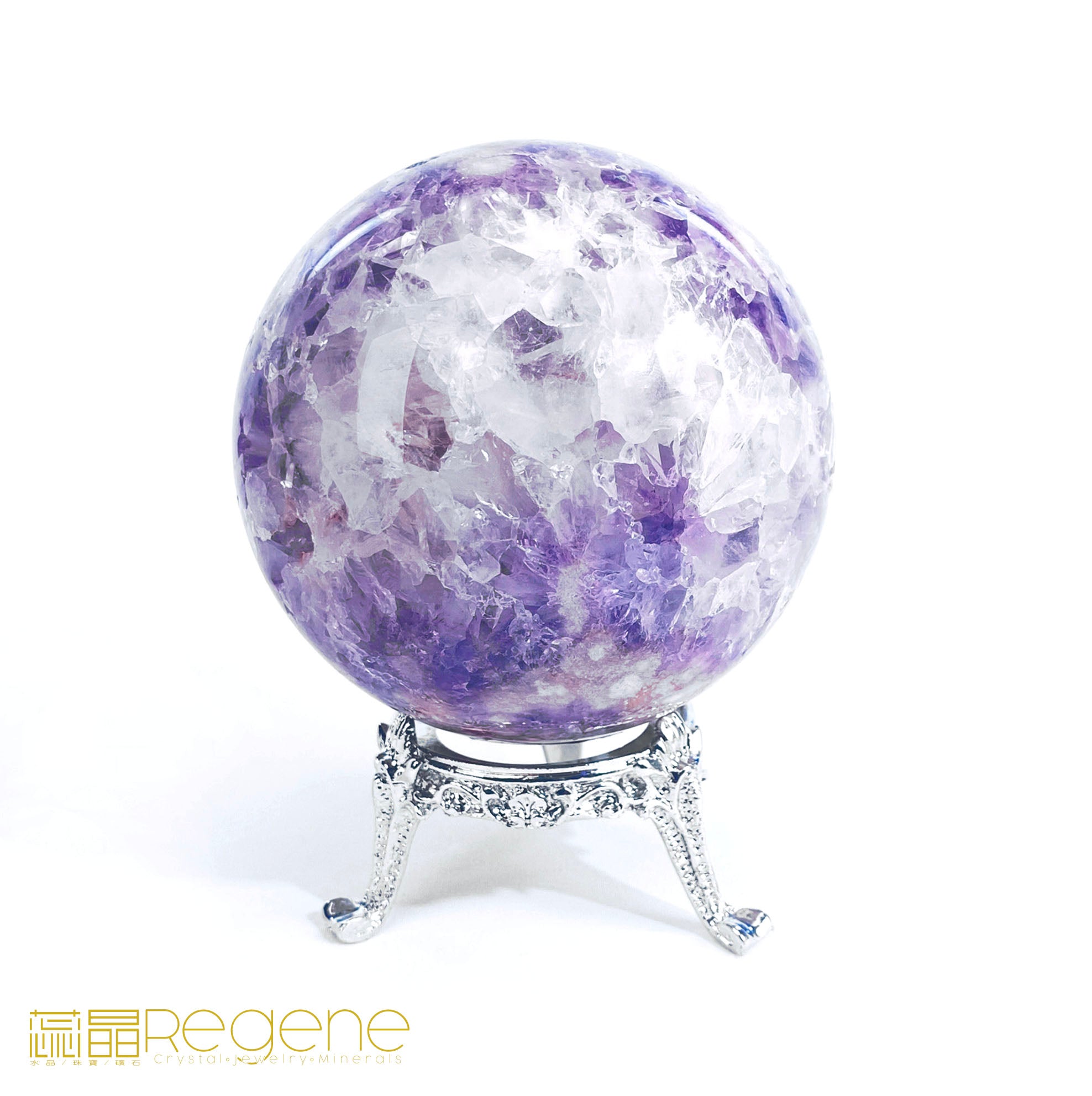 紫櫻花晶洞瑪腦球