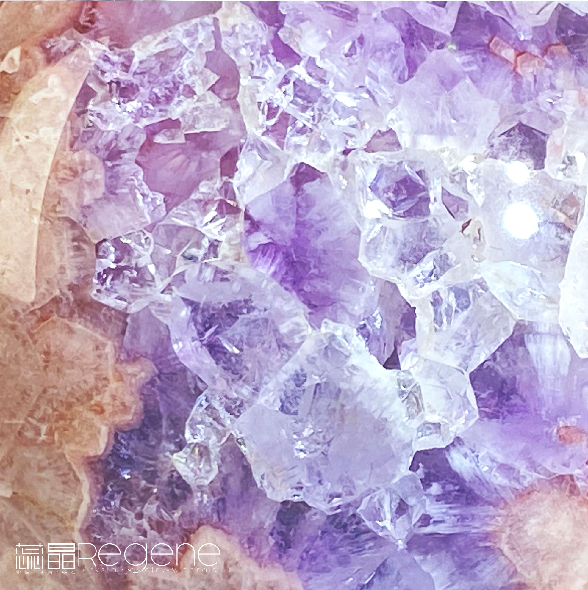 紫櫻花晶洞瑪腦球