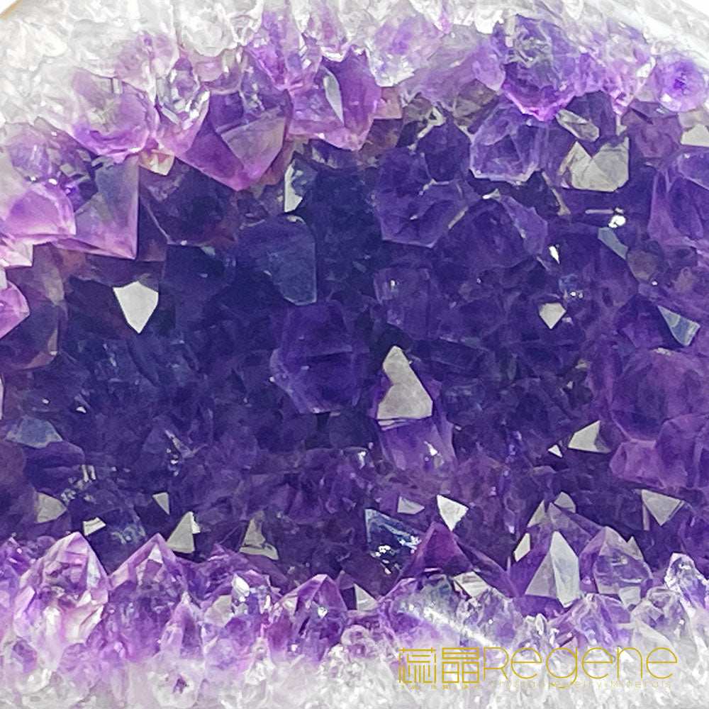 天然金黃瑪瑙包邊紫晶簇錢袋子