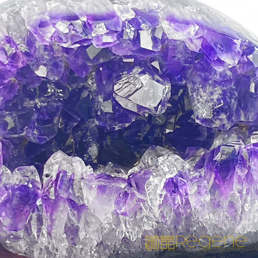 天然金黃瑪瑙包邊紫晶簇錢袋子