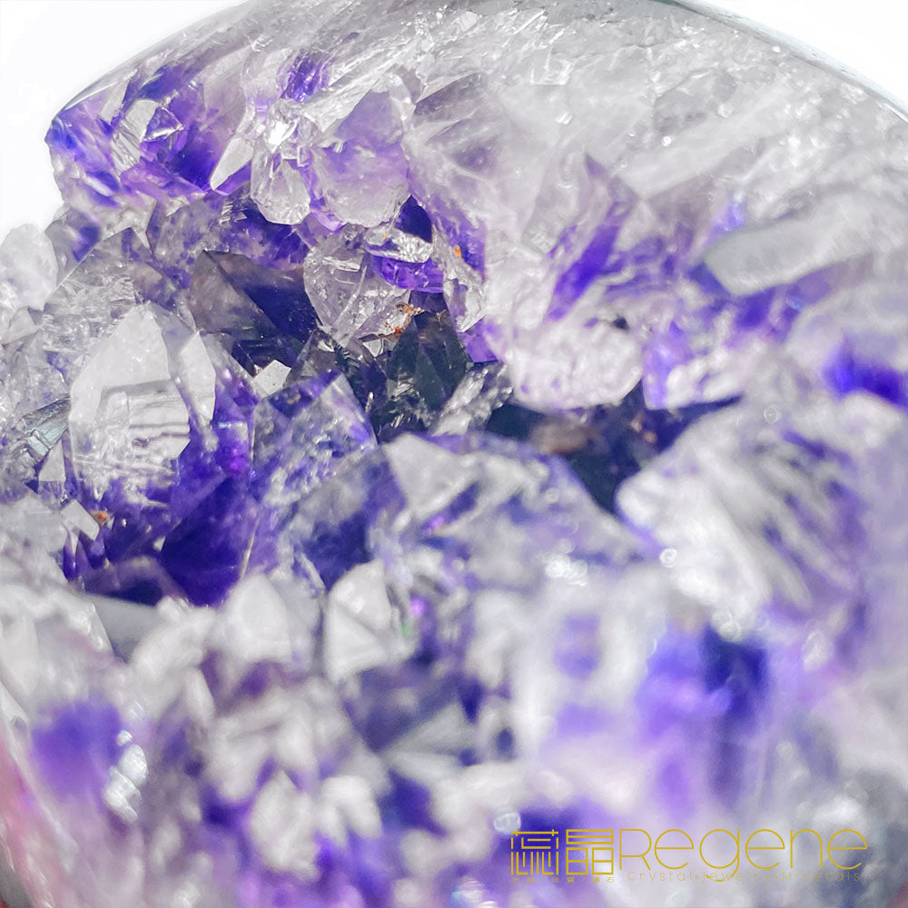 天然金黃瑪瑙包邊紫晶簇錢袋子