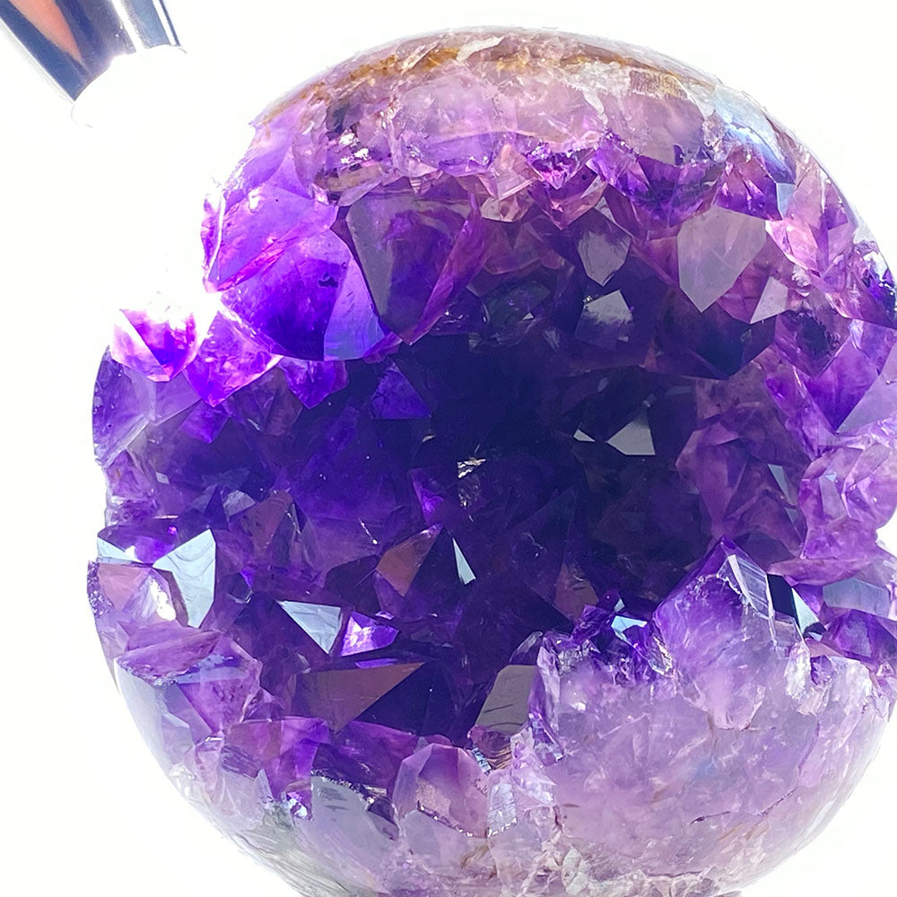 頂級稀有天然大晶牙開口笑紫晶球 烏拉圭全拋原礦晶球