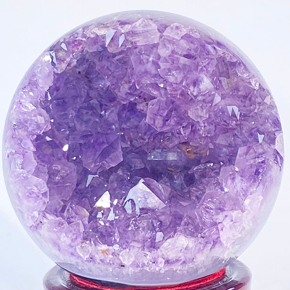 頂級天然瑪瑙紫晶全拋透光開口笑晶球