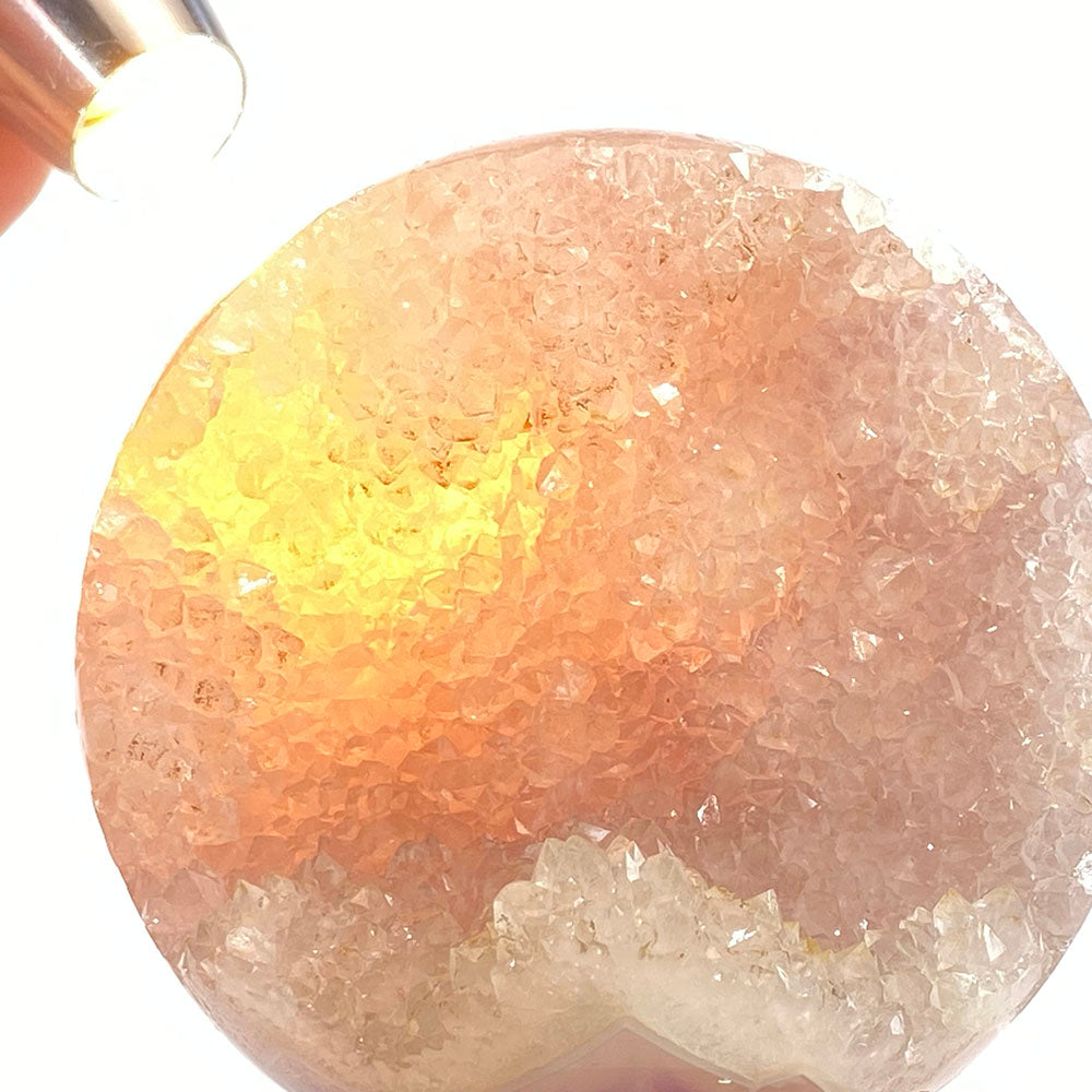 頂級天然透明軟糖紫晶美背全拋全透光開口笑晶球