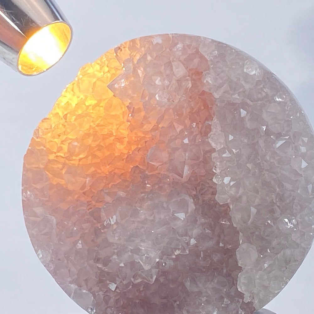 頂級圓形天然二次結晶全拋全透光紫水晶方解石共生晶簇