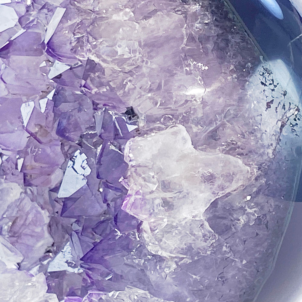 天然瑪瑙紫晶全拋鵝卵石形晶簇