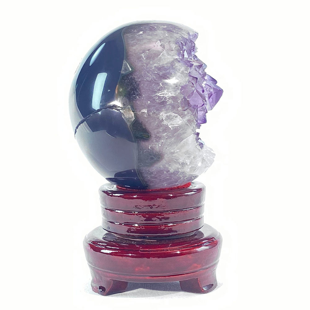 天然瑪瑙紫晶全拋鵝卵石形晶簇