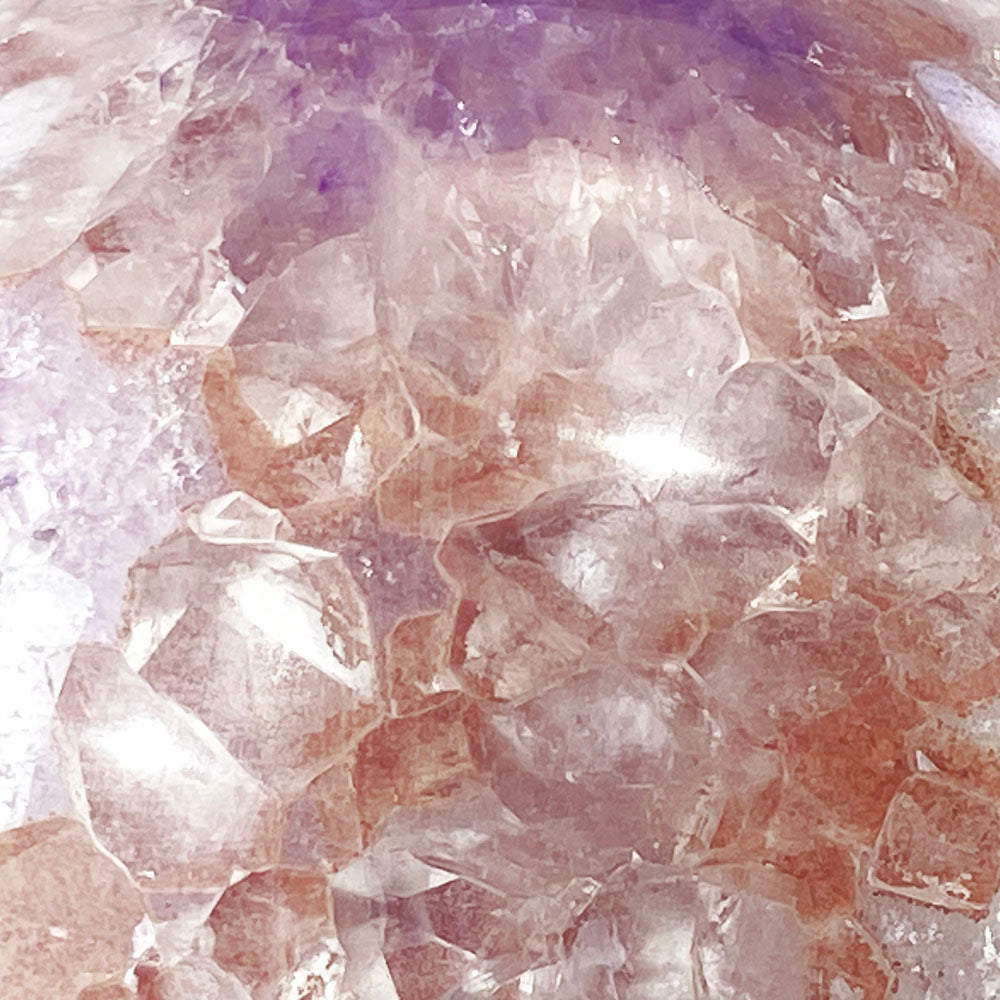 極品天然瑪瑙紫紅晶大方解石共生全拋透光開口笑晶球