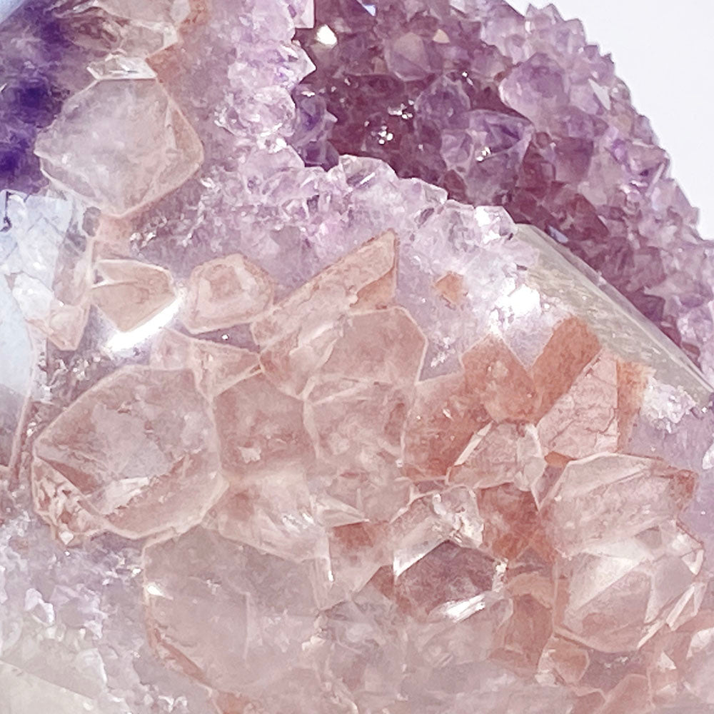 極品天然瑪瑙紫紅晶大方解石共生全拋透光開口笑晶球