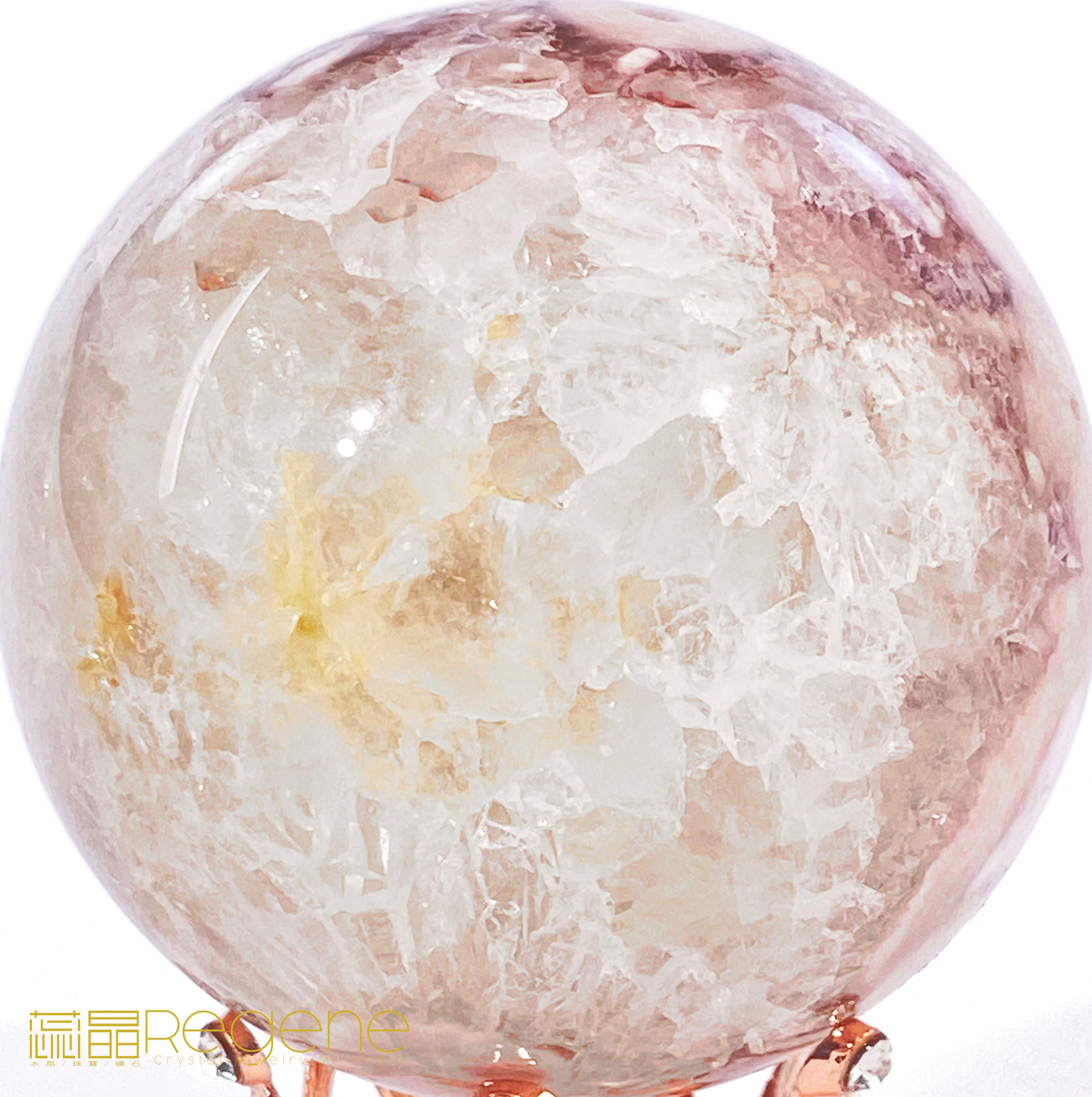粉櫻花晶洞瑪瑙球
