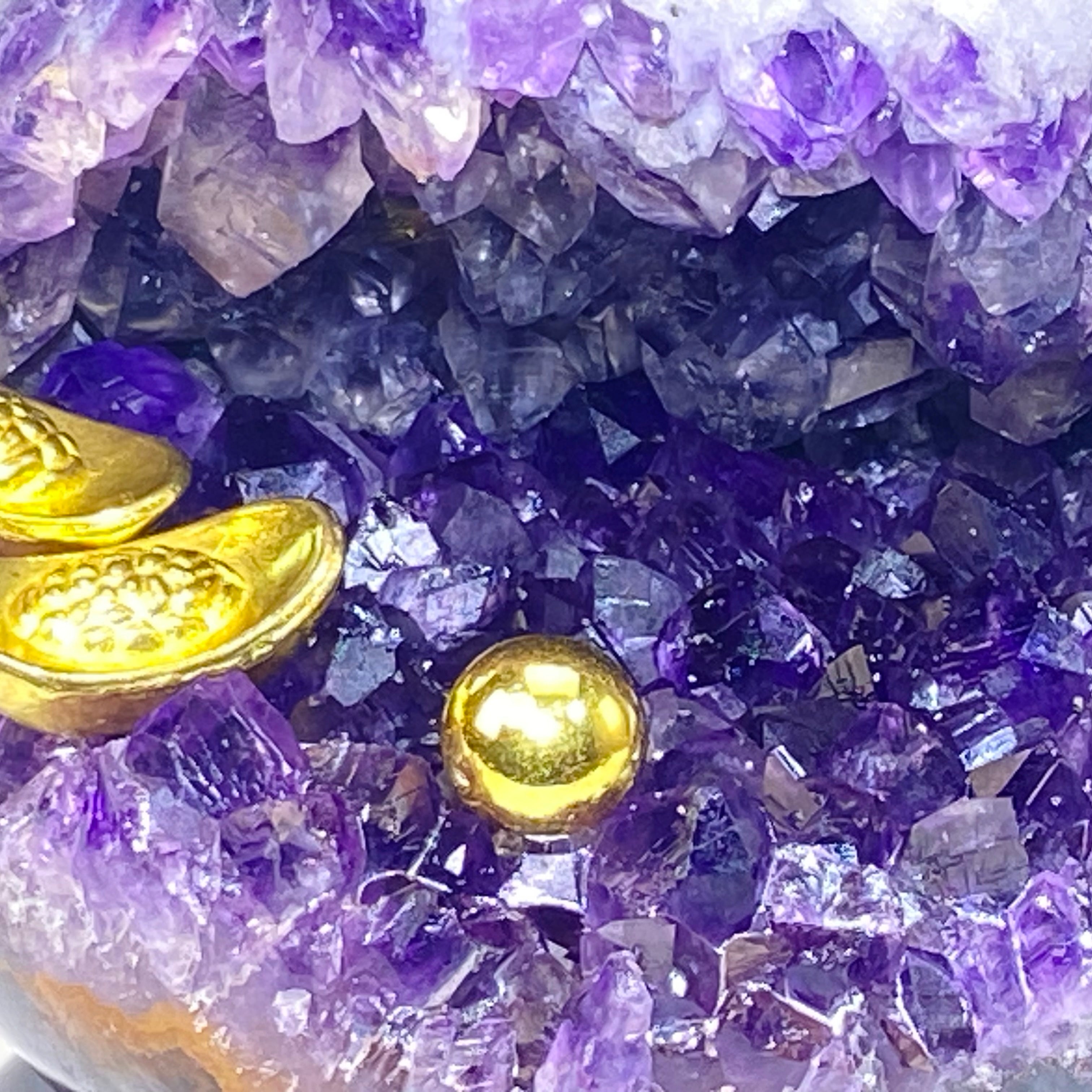 開口笑紫晶球