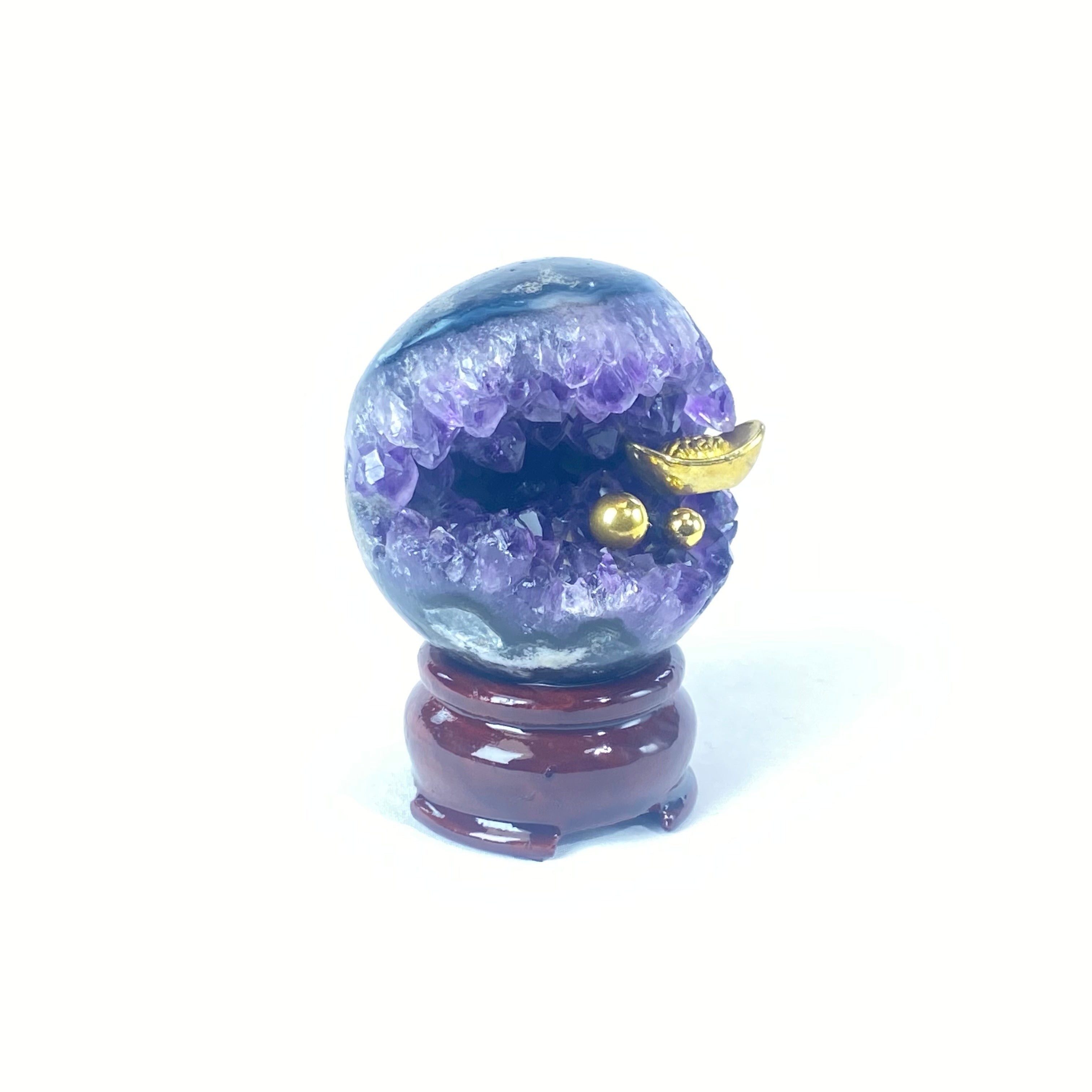 開口笑紫晶球