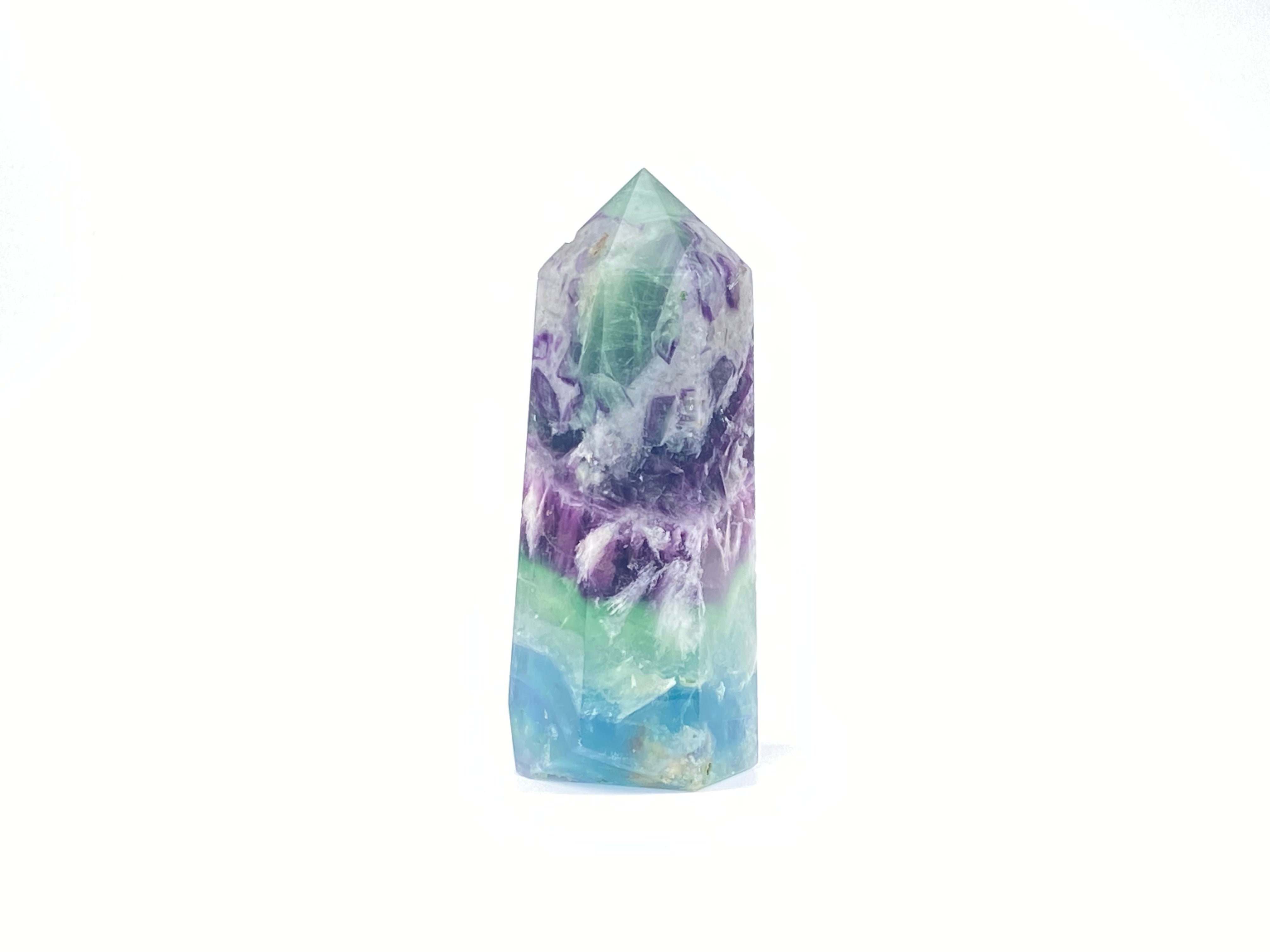 紫綠羽毛螢石柱 | 冥想淨化、靈修療癒