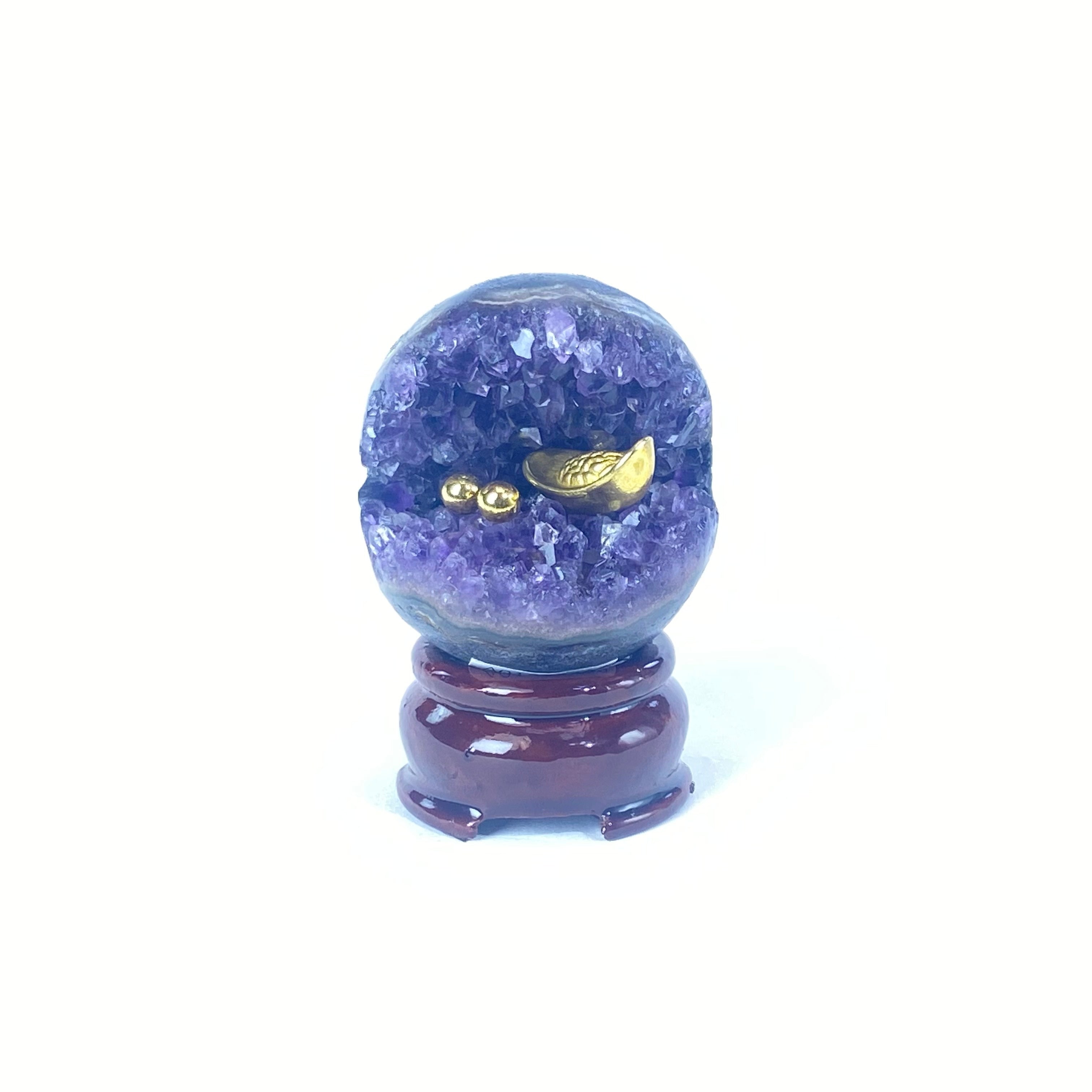 開口笑紫晶球