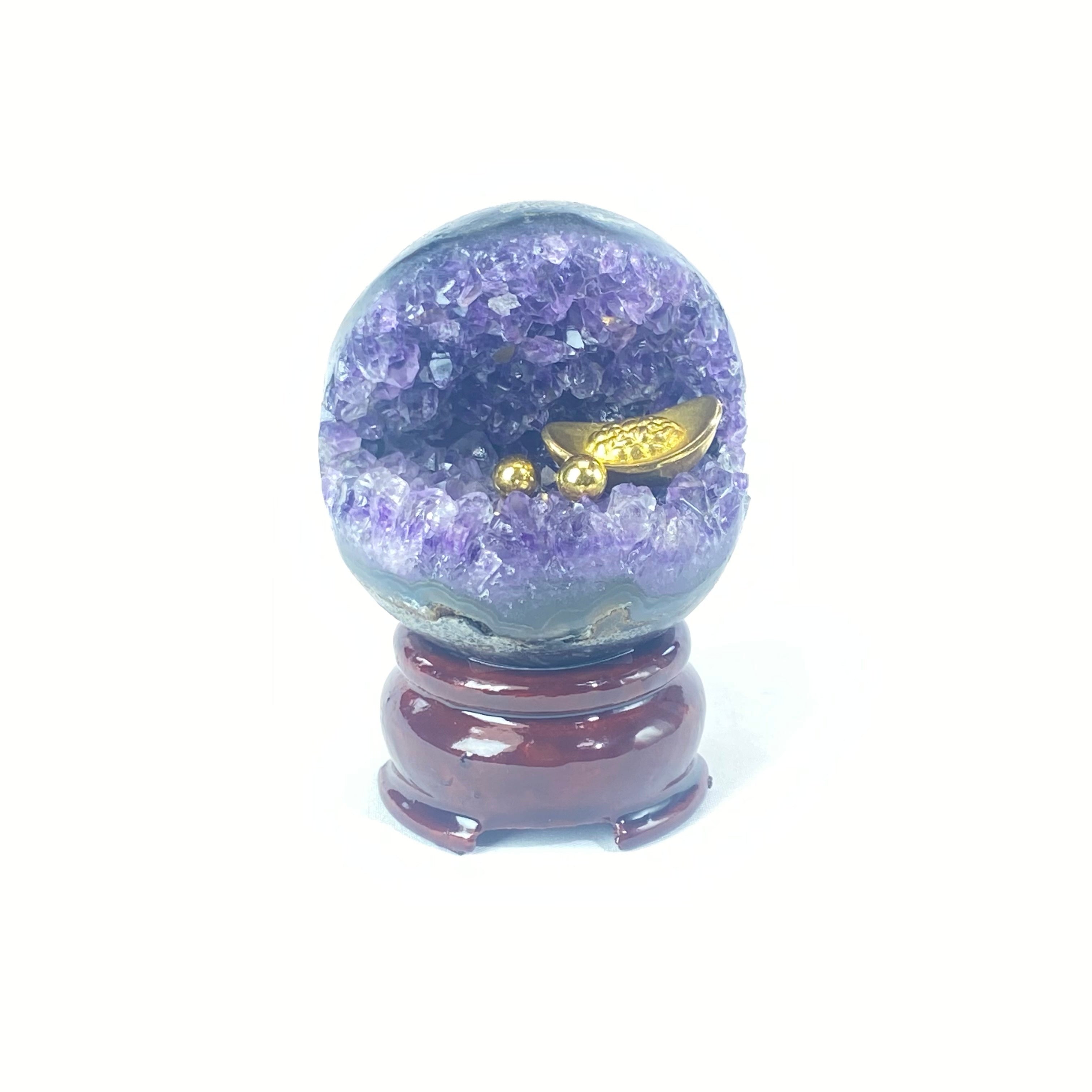 開口笑紫晶球