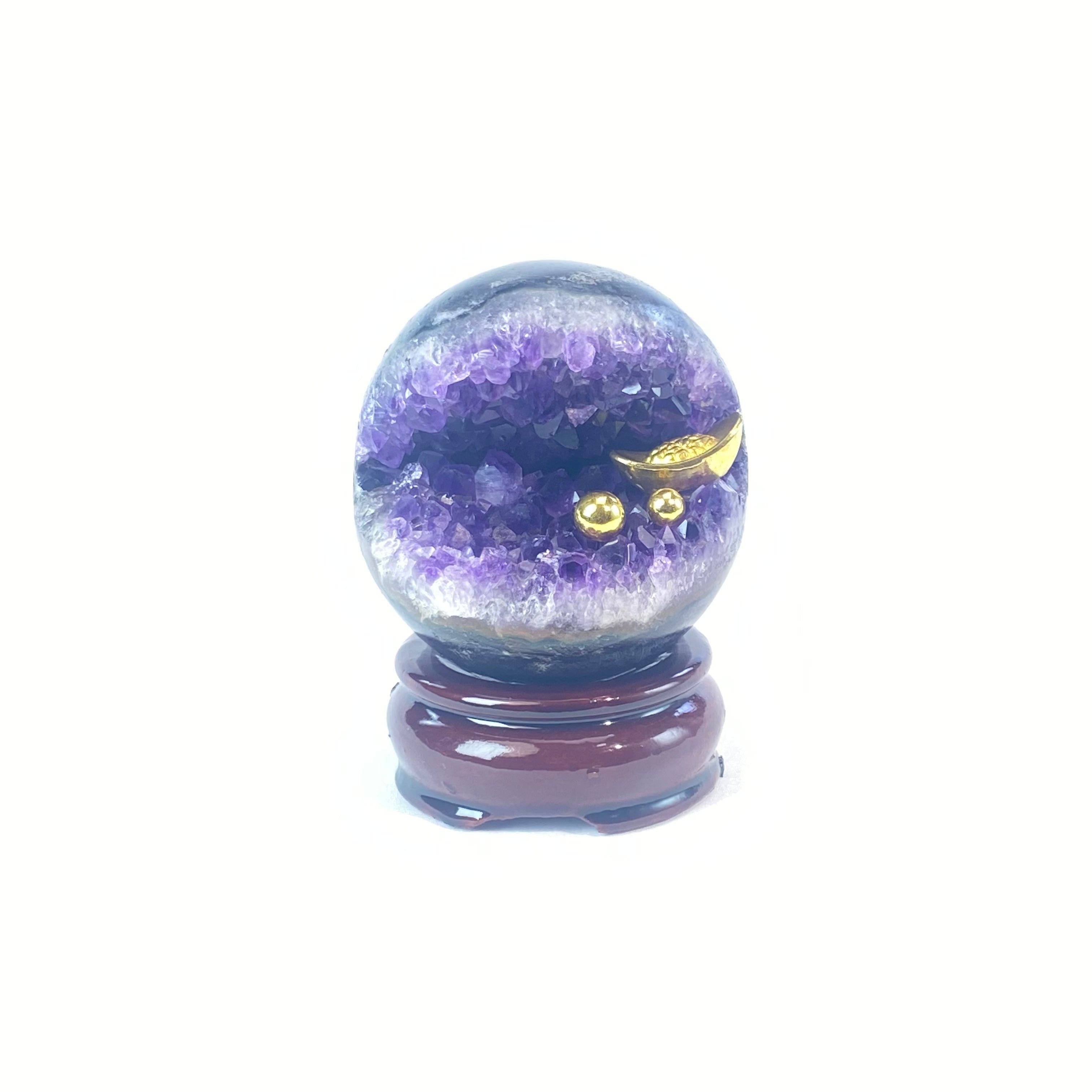 開口笑紫晶球