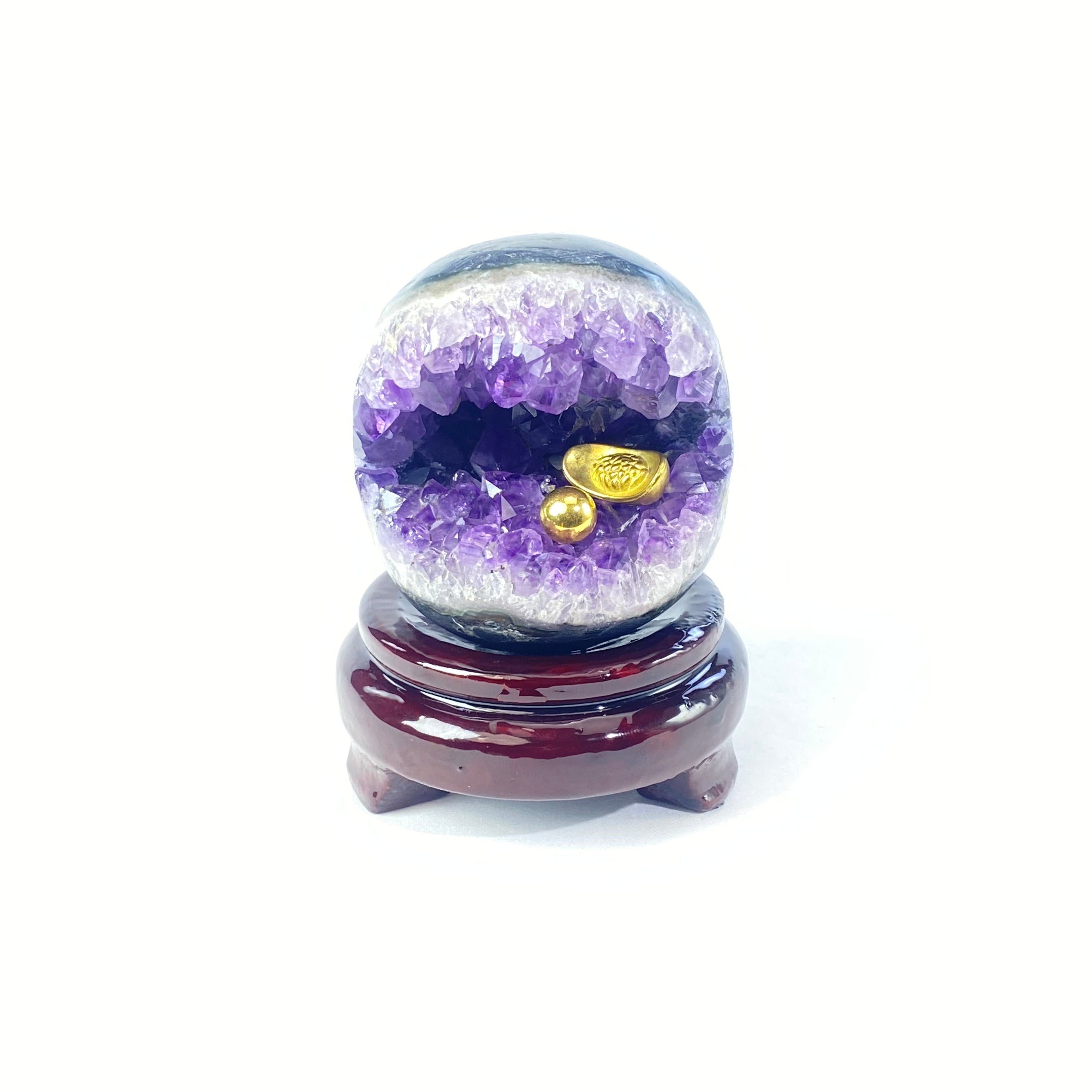 開口笑紫晶球