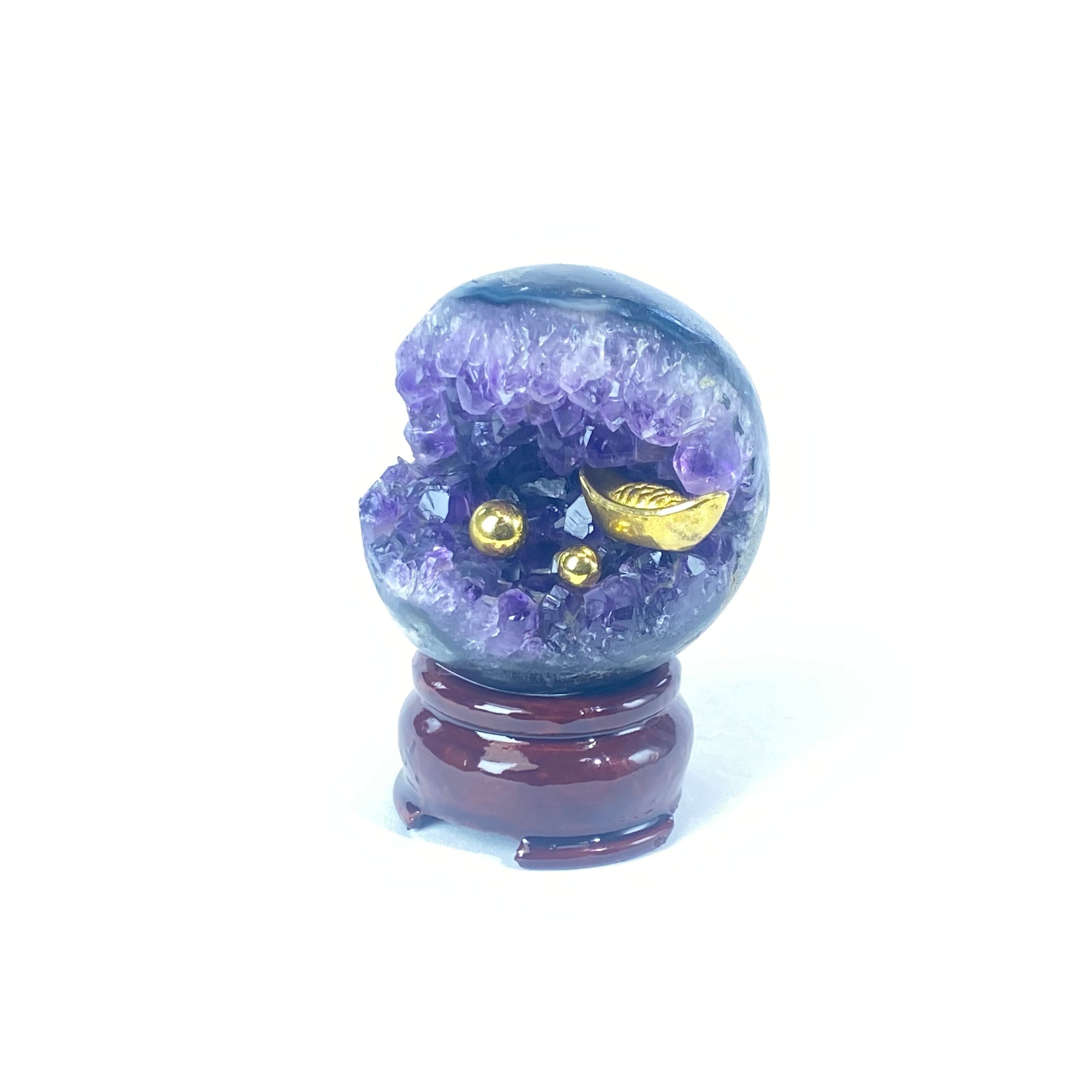 開口笑紫晶球