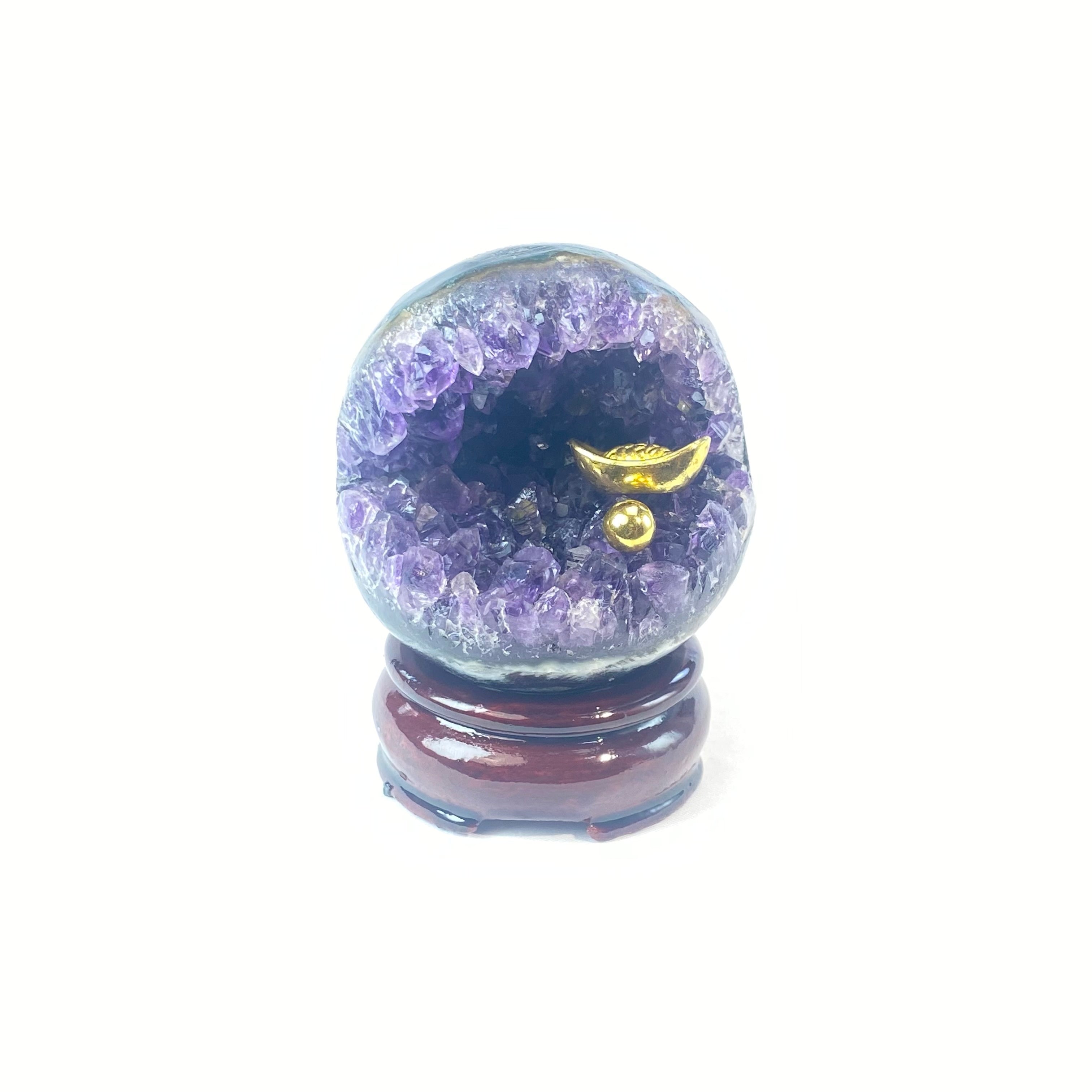 開口笑紫晶球