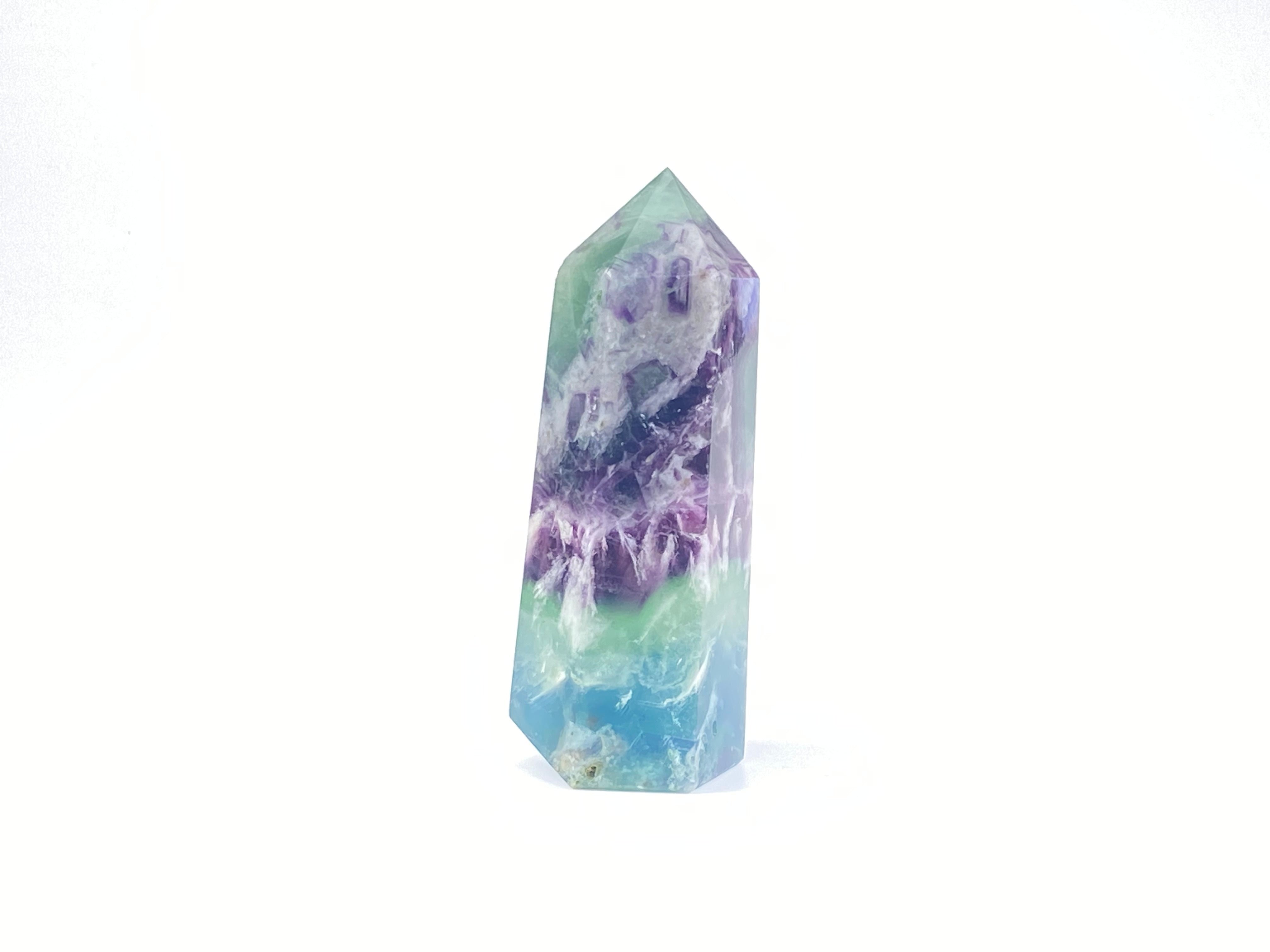 紫綠羽毛螢石柱 | 冥想淨化、靈修療癒