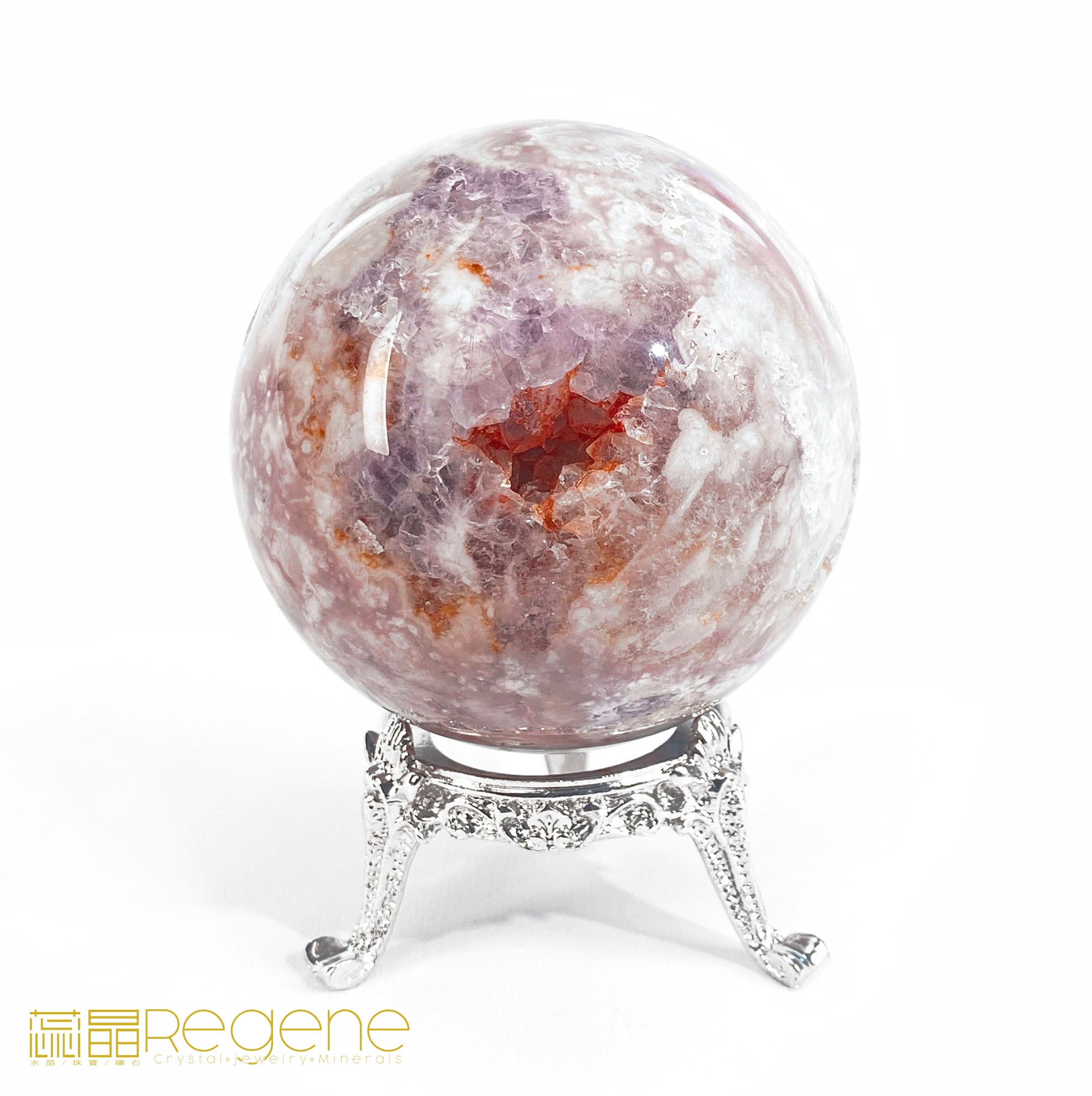 紫櫻花晶洞瑪腦球