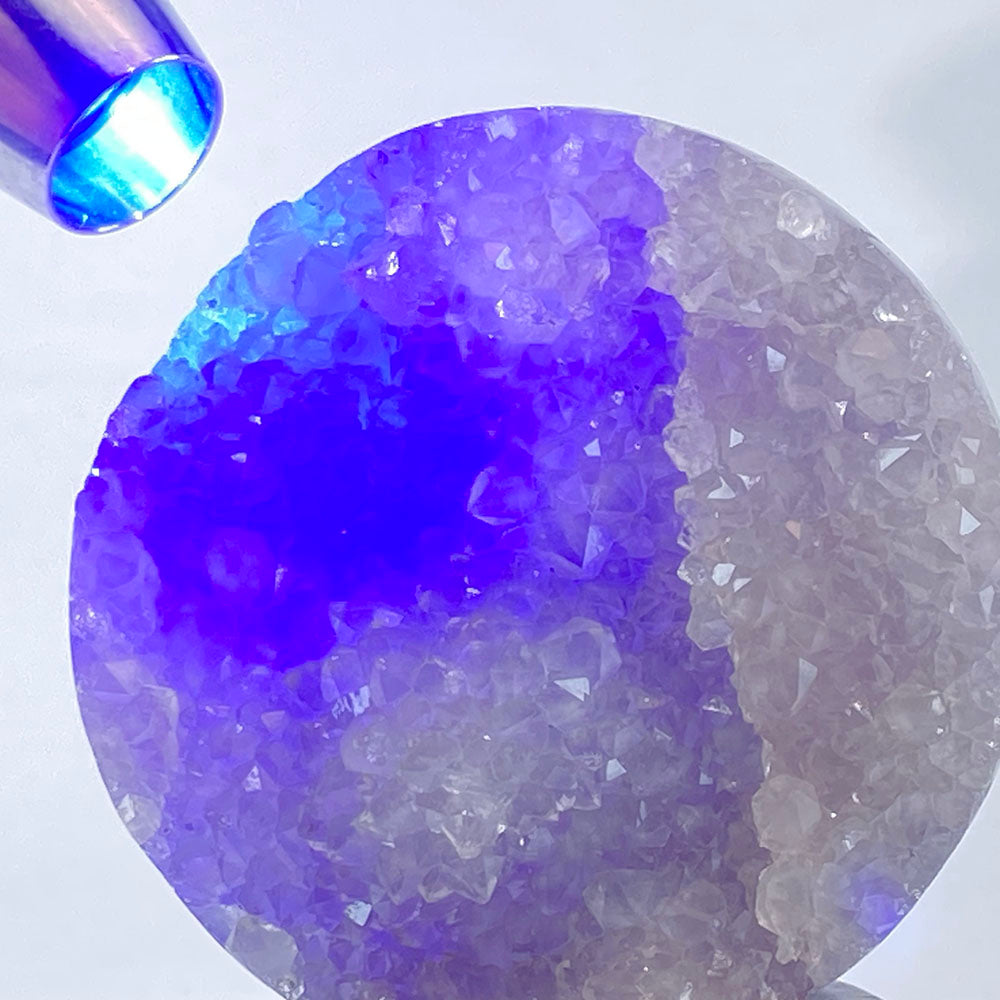 頂級圓形天然二次結晶全拋全透光紫水晶方解石共生晶簇