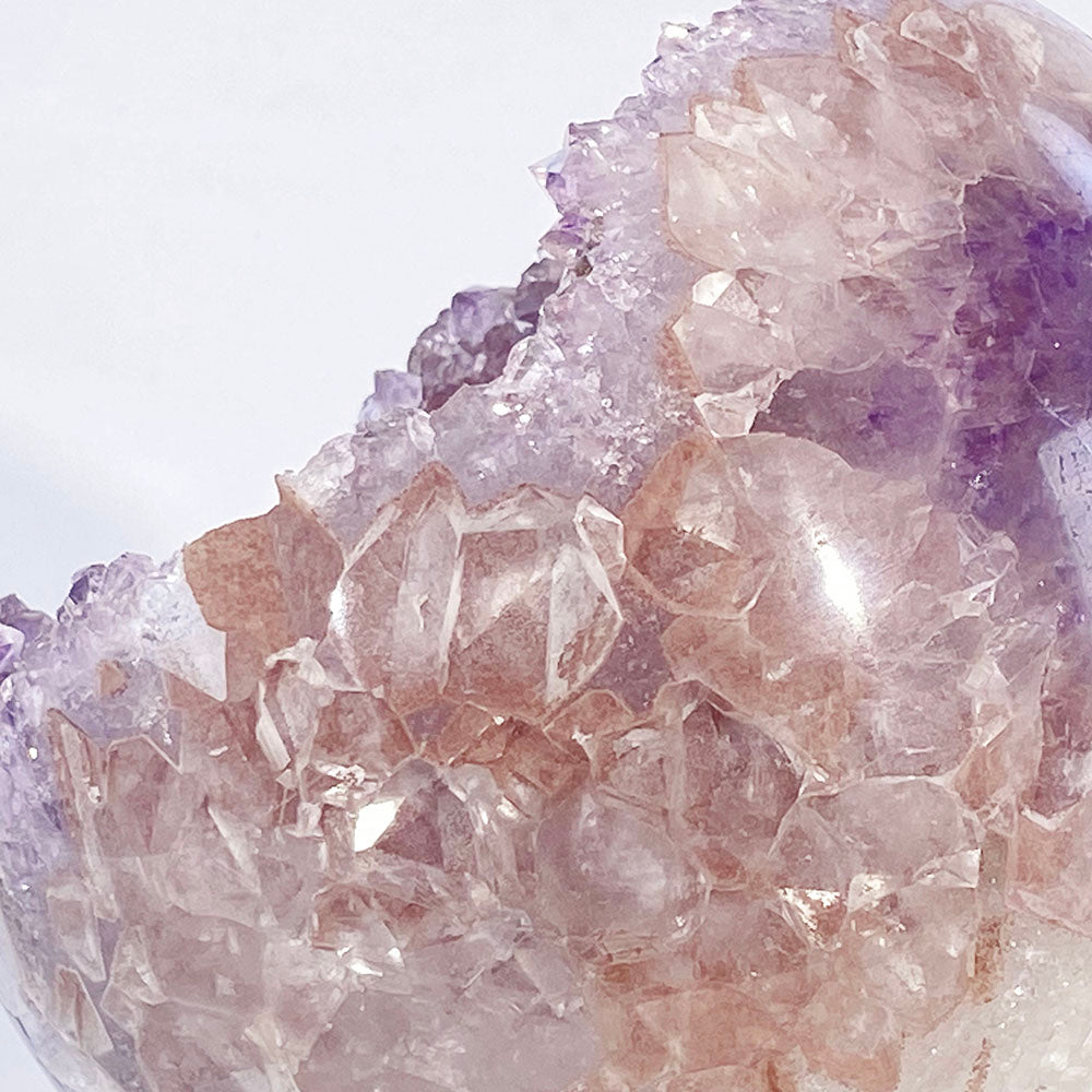 極品天然瑪瑙紫紅晶大方解石共生全拋透光開口笑晶球