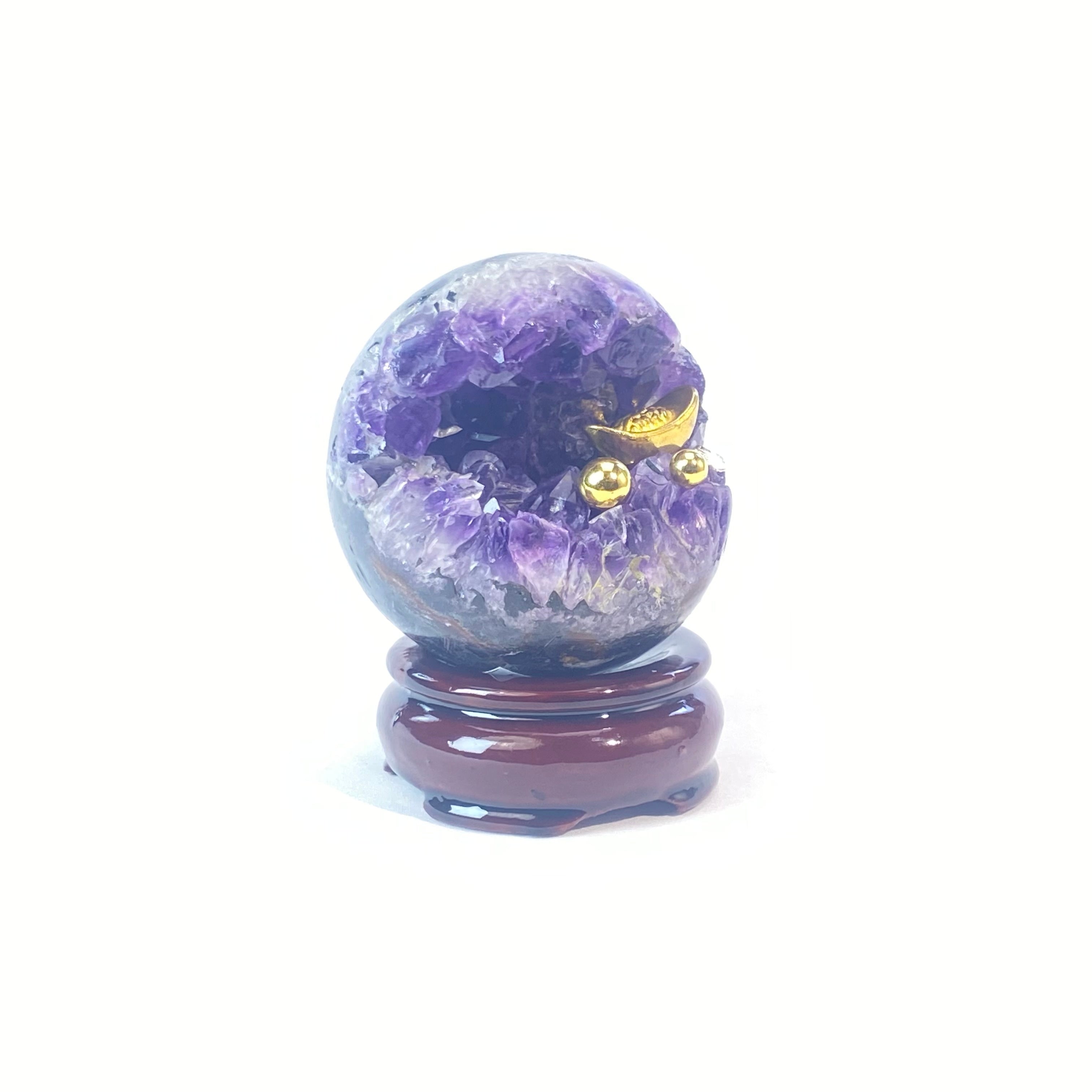 開口笑紫晶球