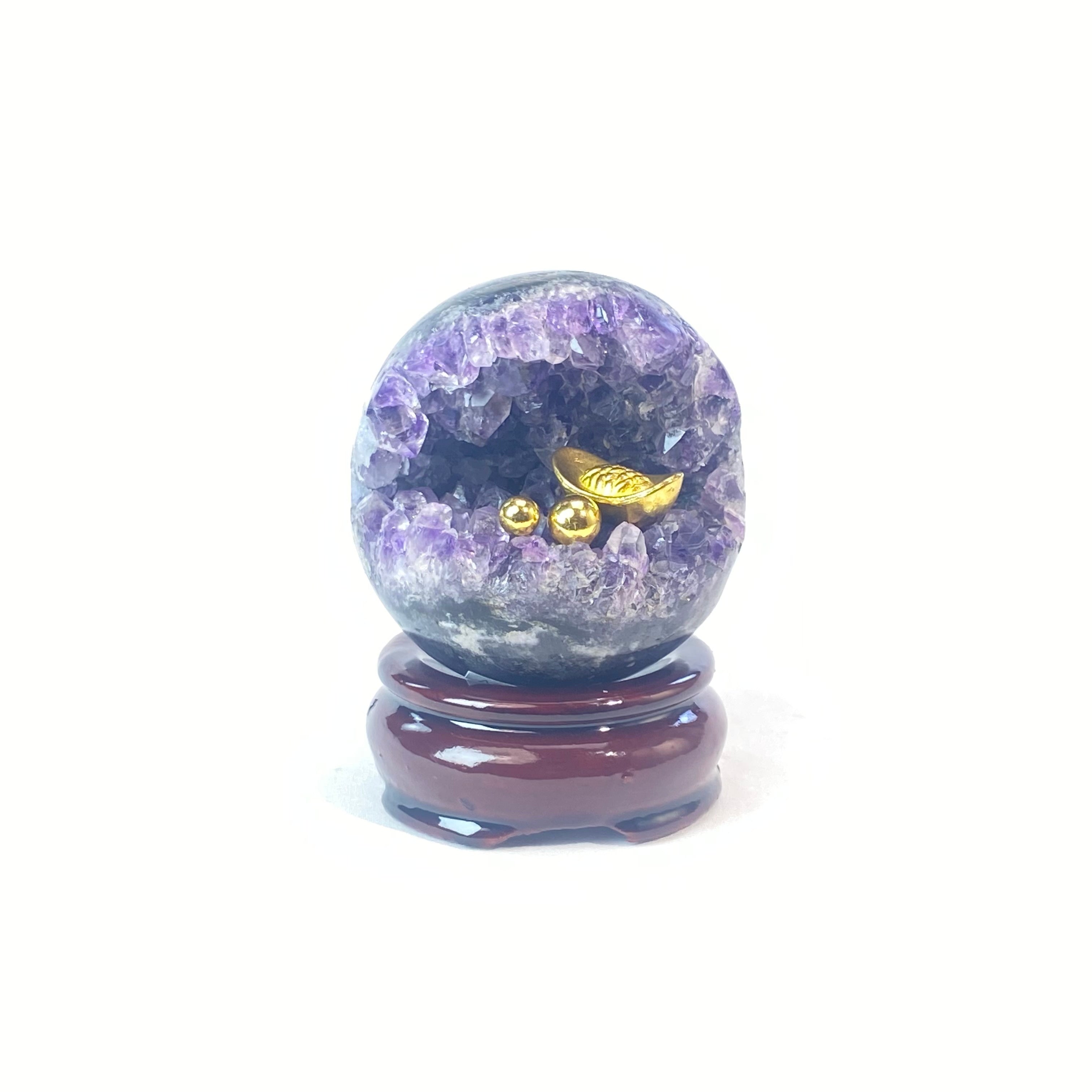 開口笑紫晶球