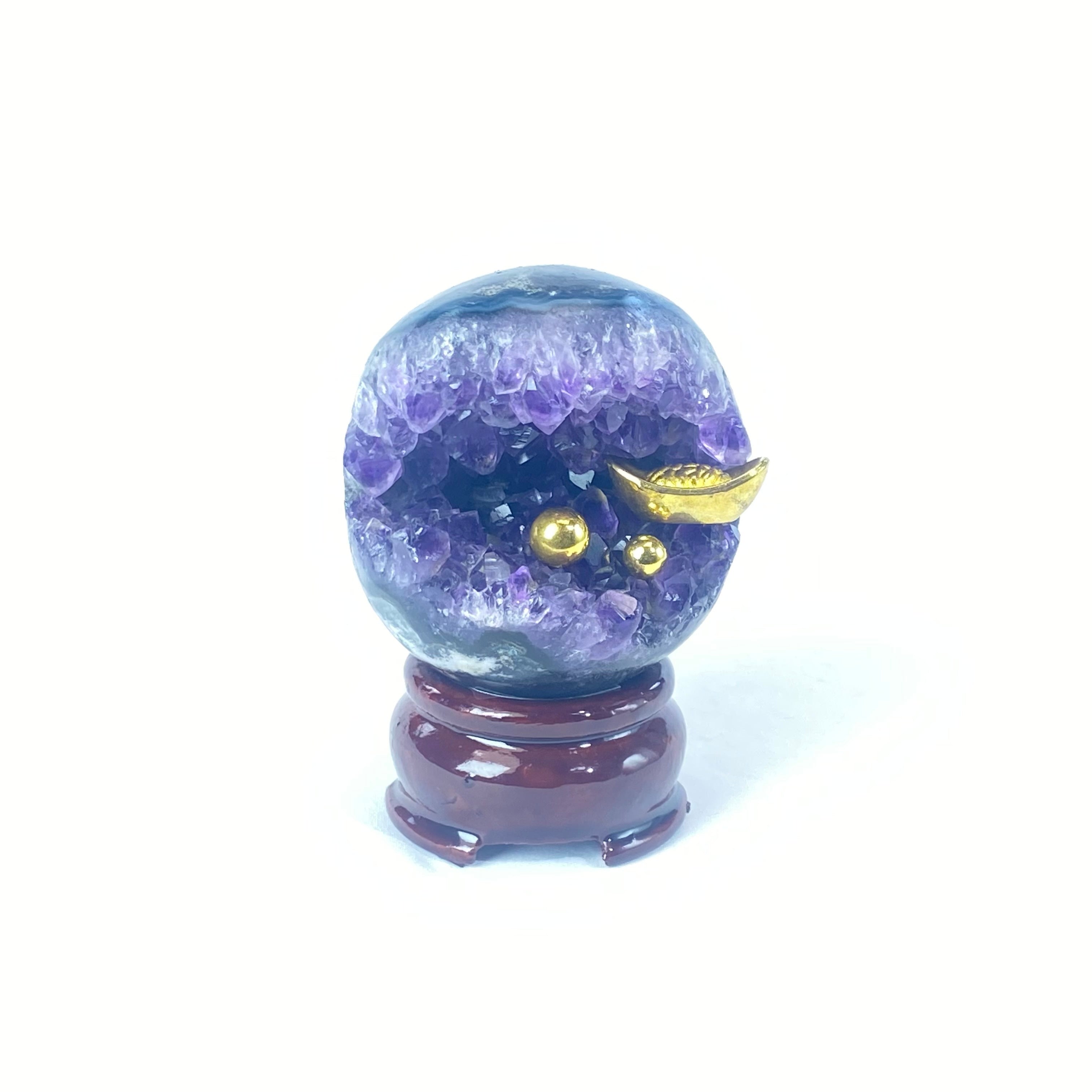 開口笑紫晶球