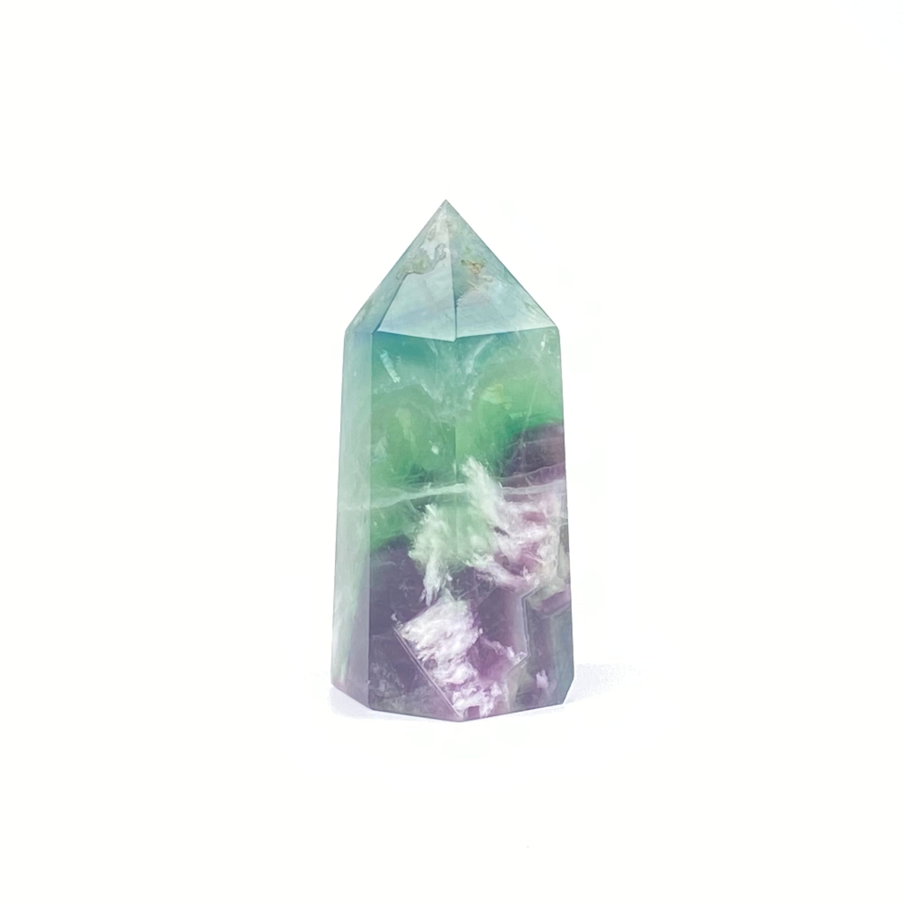 紫綠羽毛螢石柱 | 冥想淨化、靈修療癒
